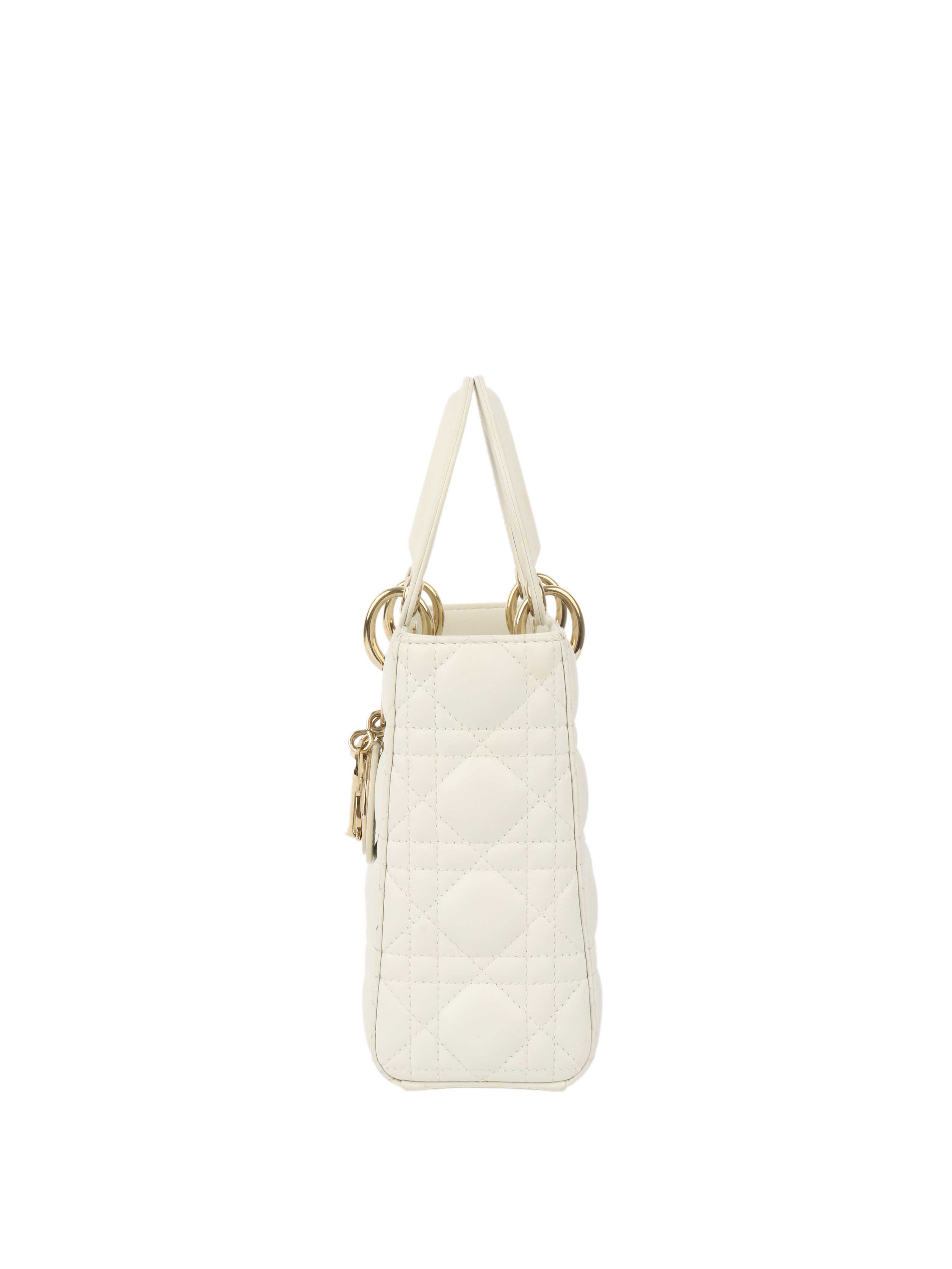 Dior White Small Lady Dior Bag GHW.