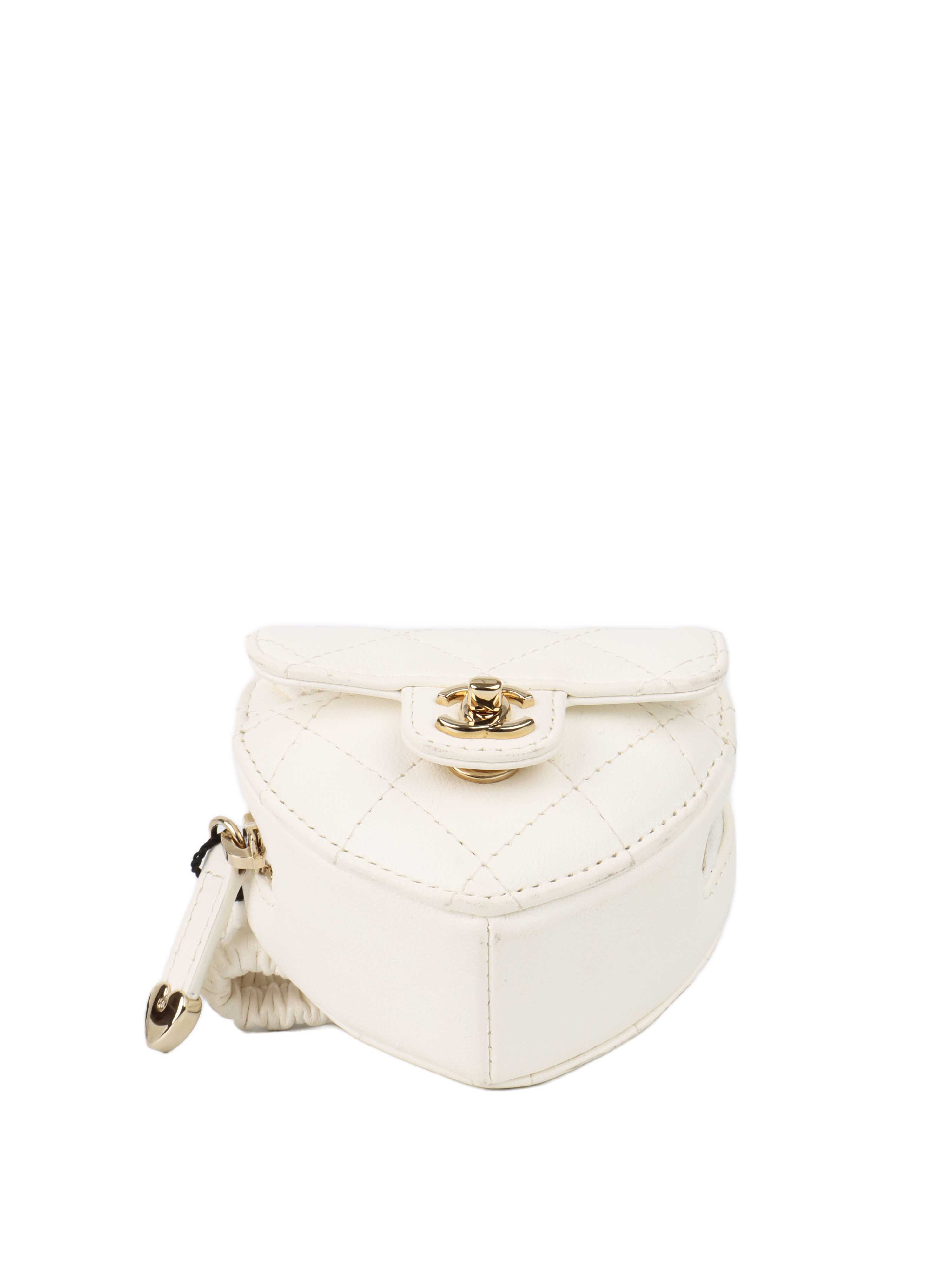 Chanel White Heart Coin Purse.