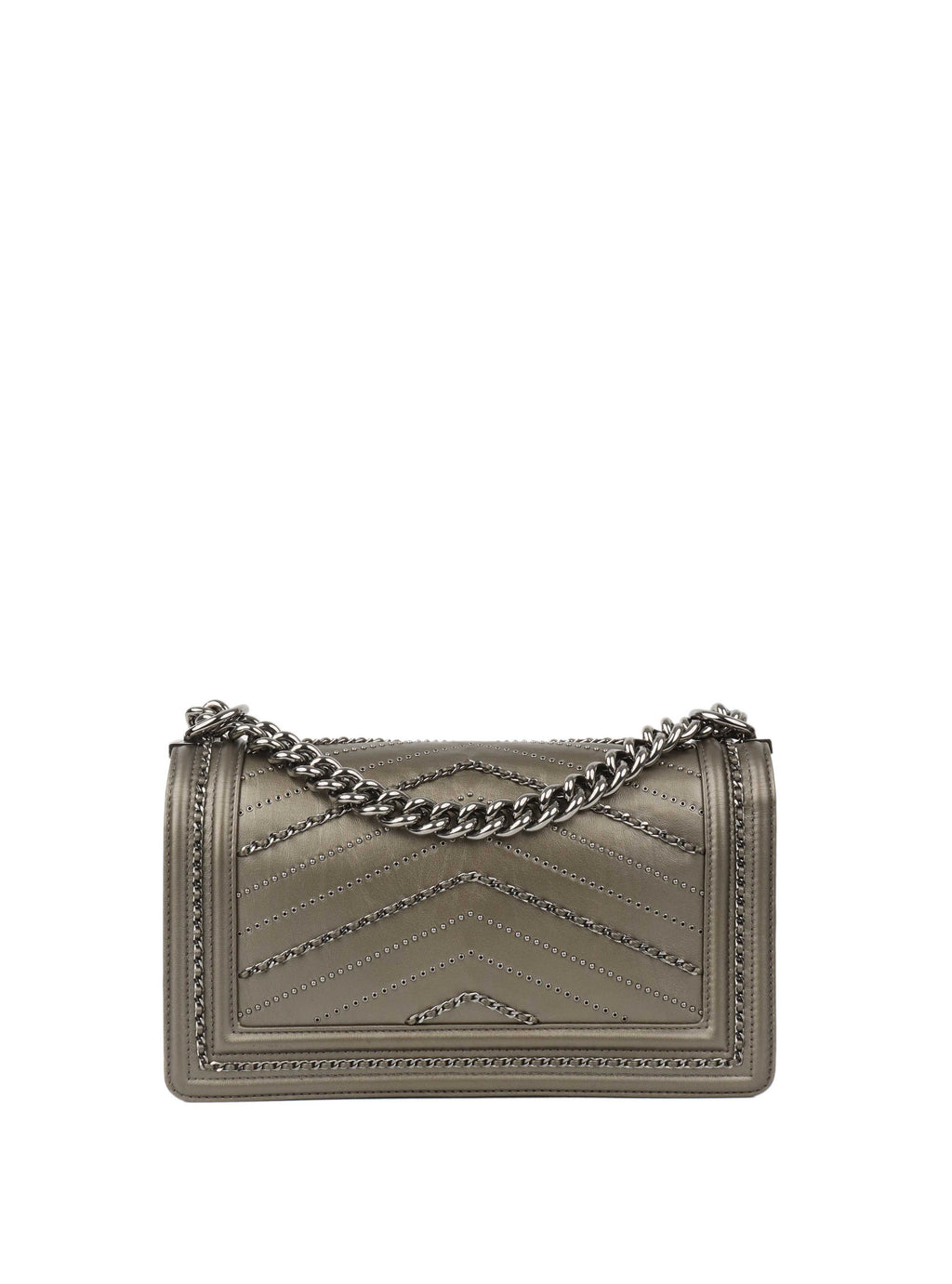 Chanel Medium Chevron Metallic Crumpled Calfskin Boy Bag.