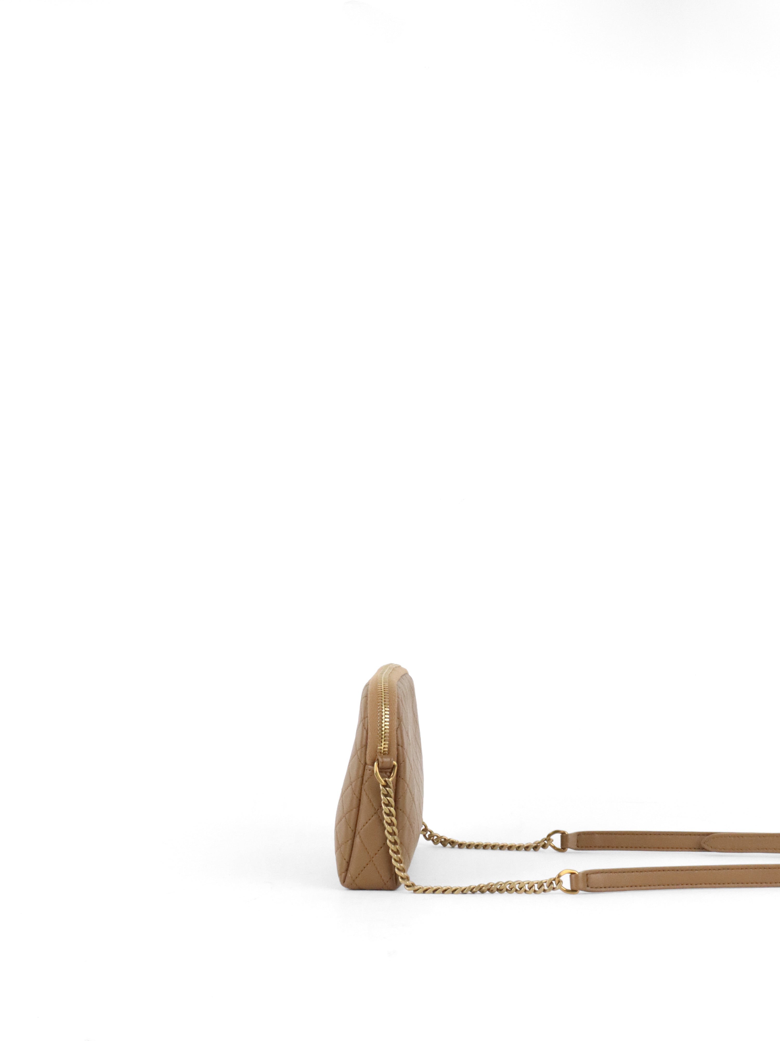 Saint Laurent Brown Gaby Quilted Chain Pouch