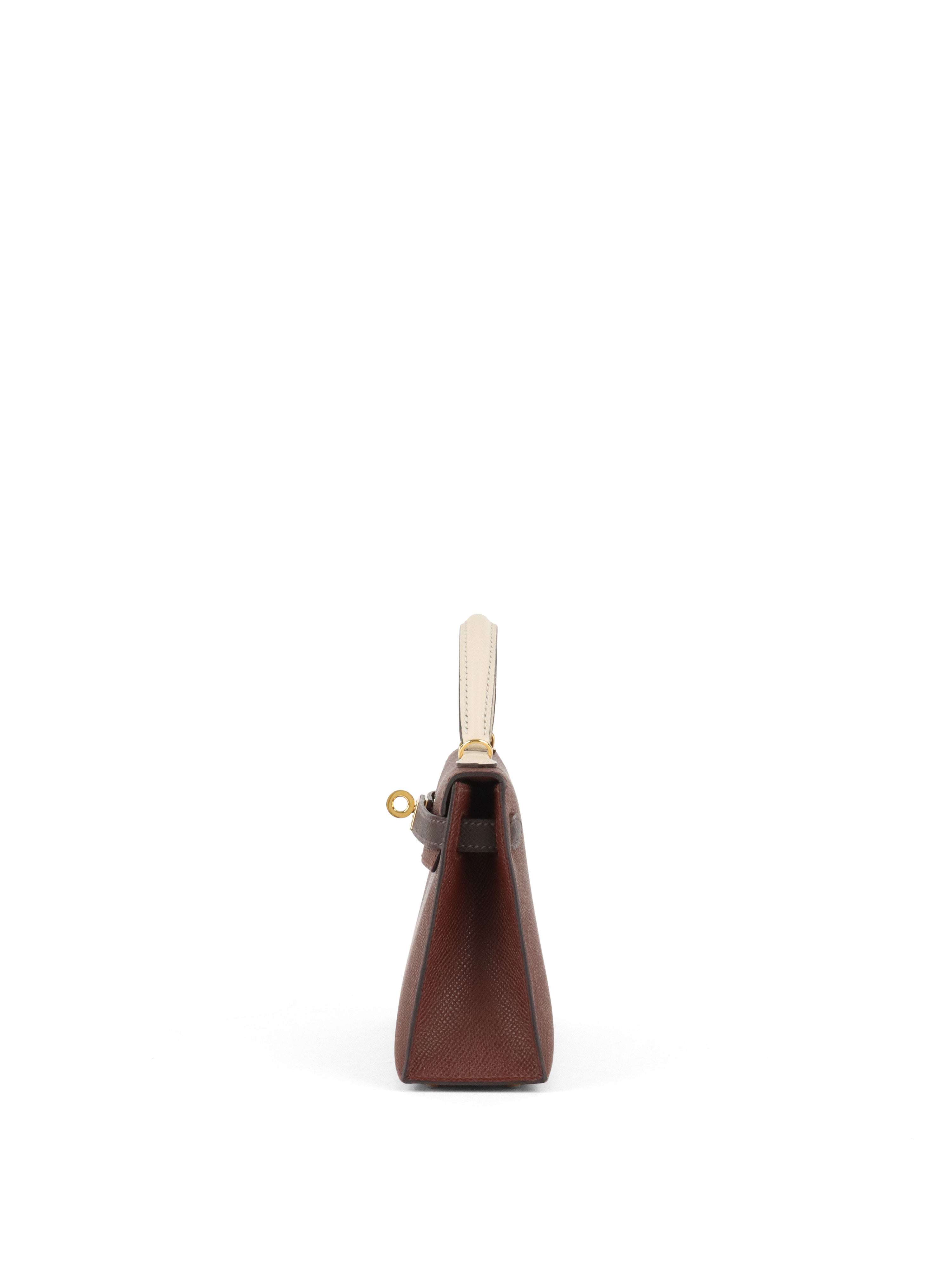 Hermes Mini Kelly Tricolour Terre/Ebene/Craie Stamp K