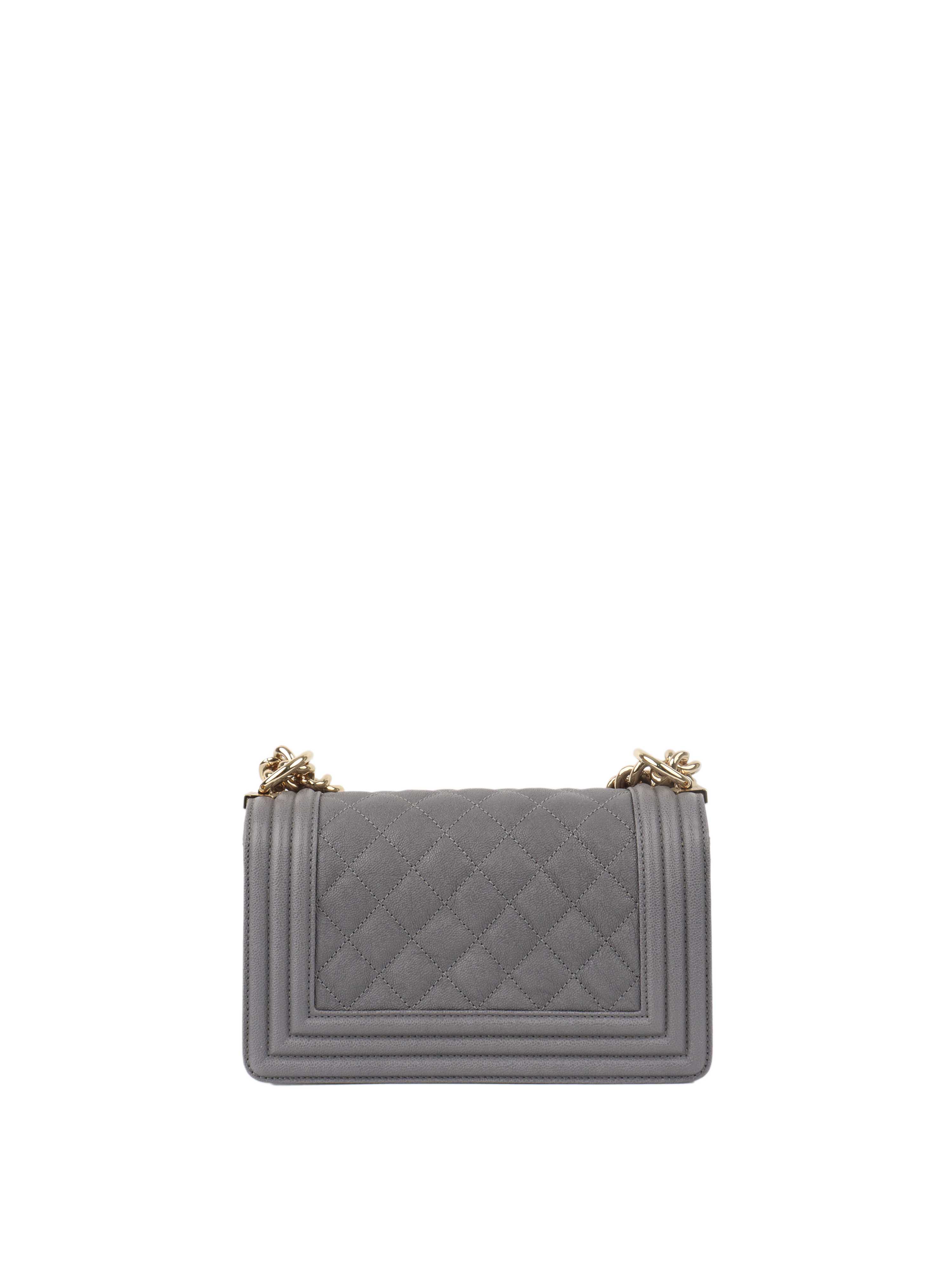 Chanel Small Caviar Grey Boy Bag LGHW