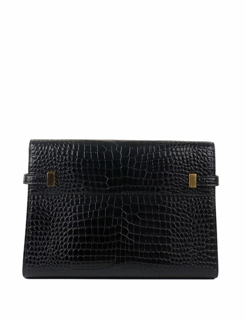 Saint Laurent Medium Manhattan Shiny Crocodile Shoulder Bag.