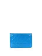 Chanel Bright Blue Patent Leather Le Boy Wallet on Chain.