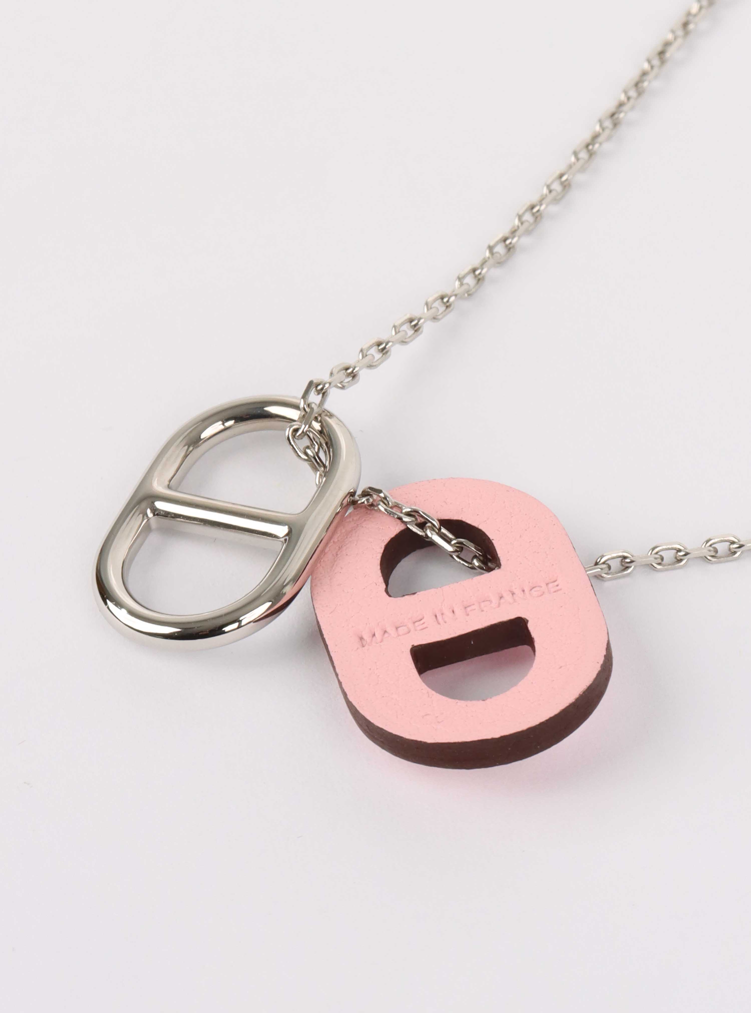 Hermes Silver and Pink  O'Maillon Pendant Necklace