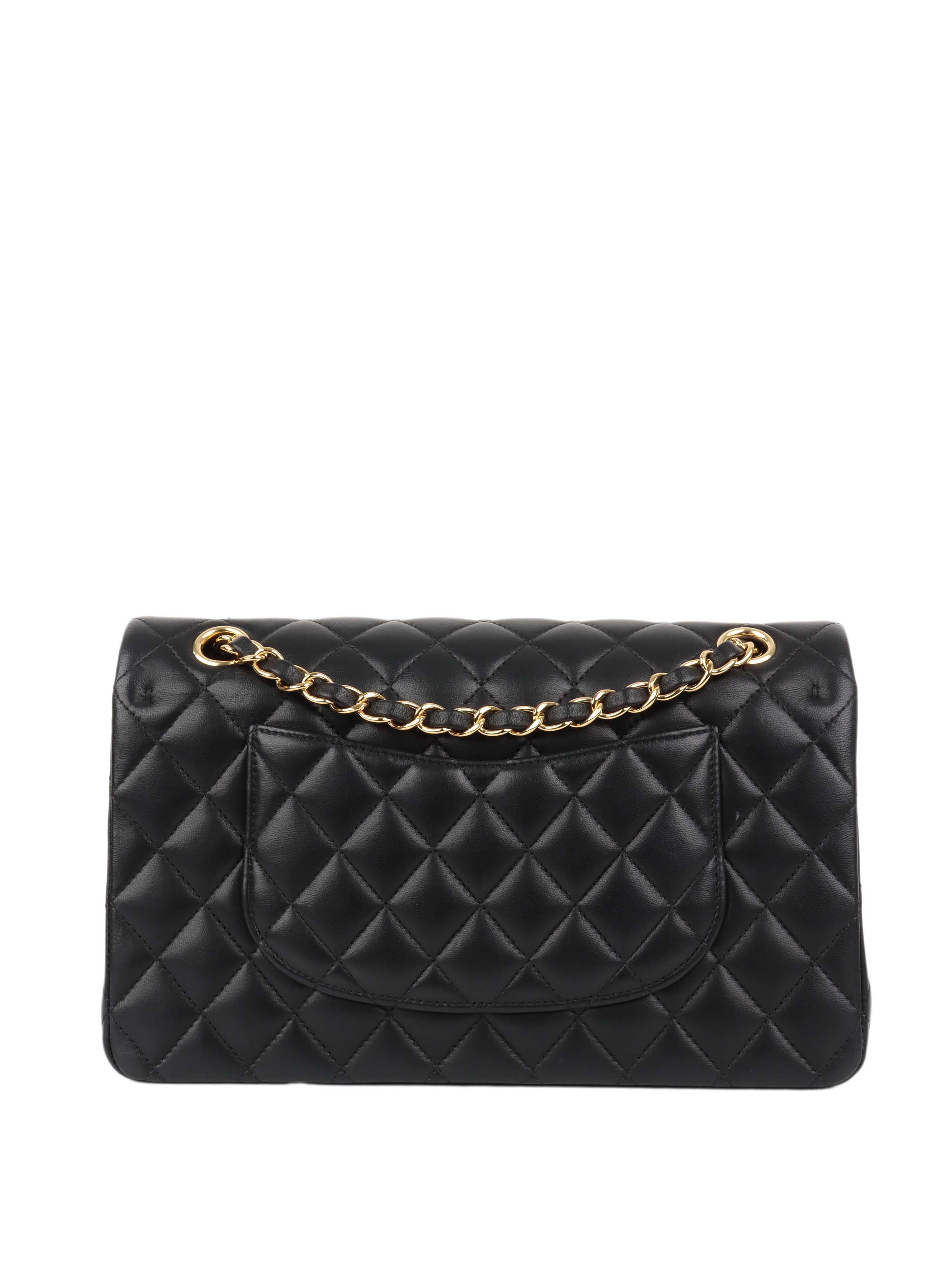 Chanel Black Lambskin Medium Classic Flap Bag GHW.