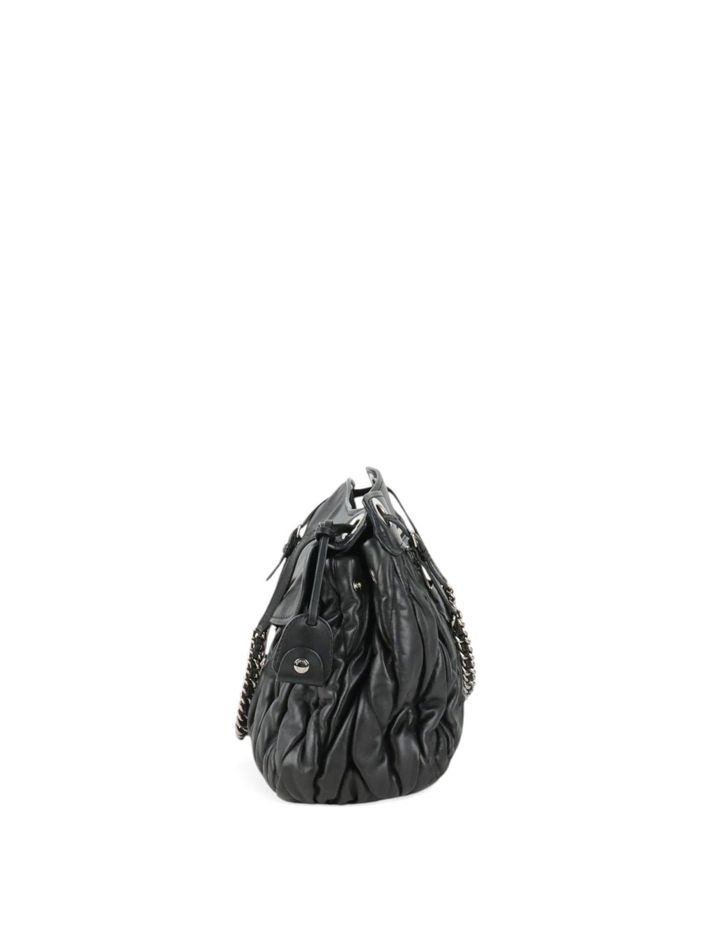 Miu Miu Black Matelasse Nappa Leather Shoulder Bag