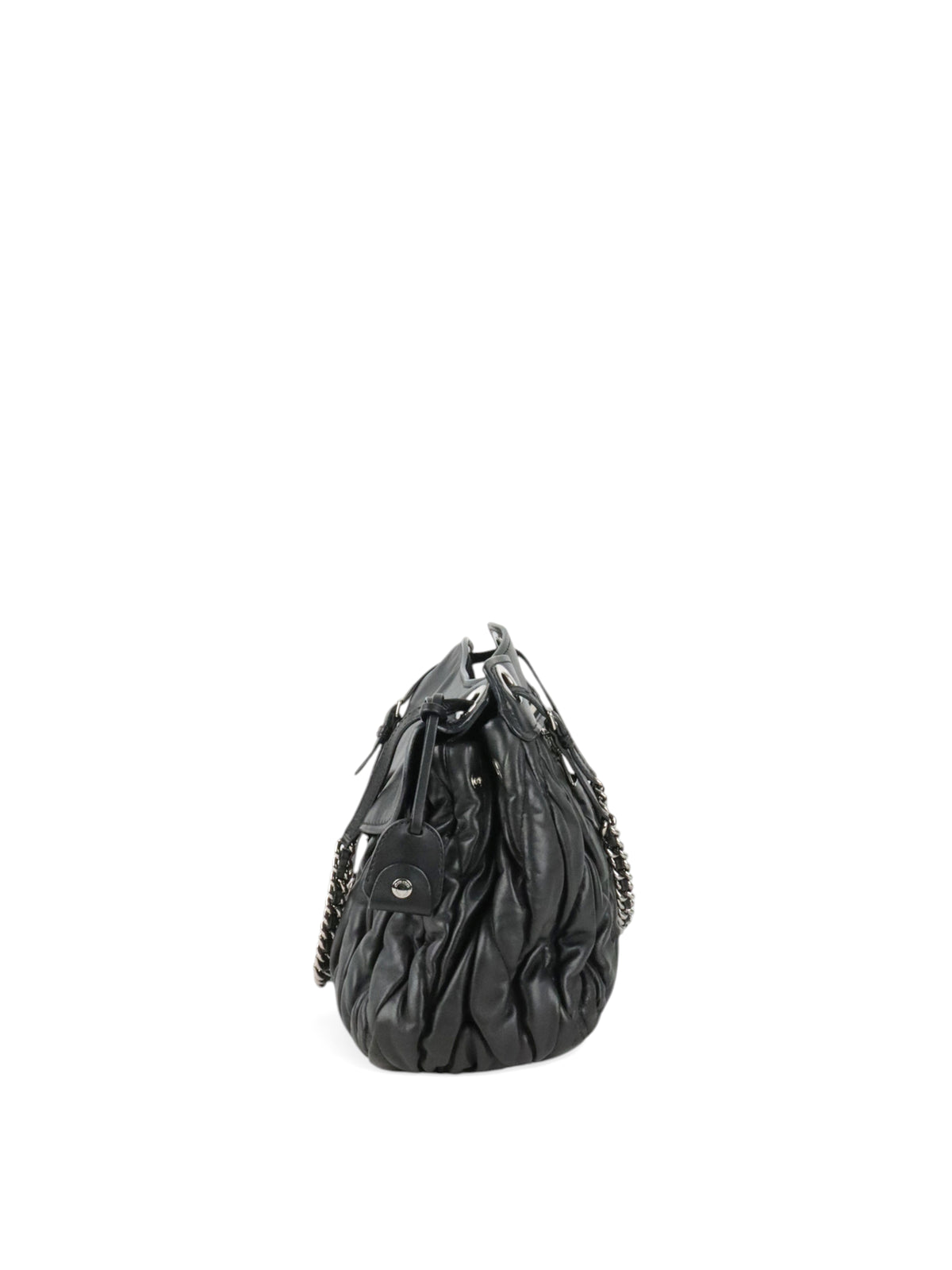 Miu Miu Black Matelasse Nappa Leather Shoulder Bag