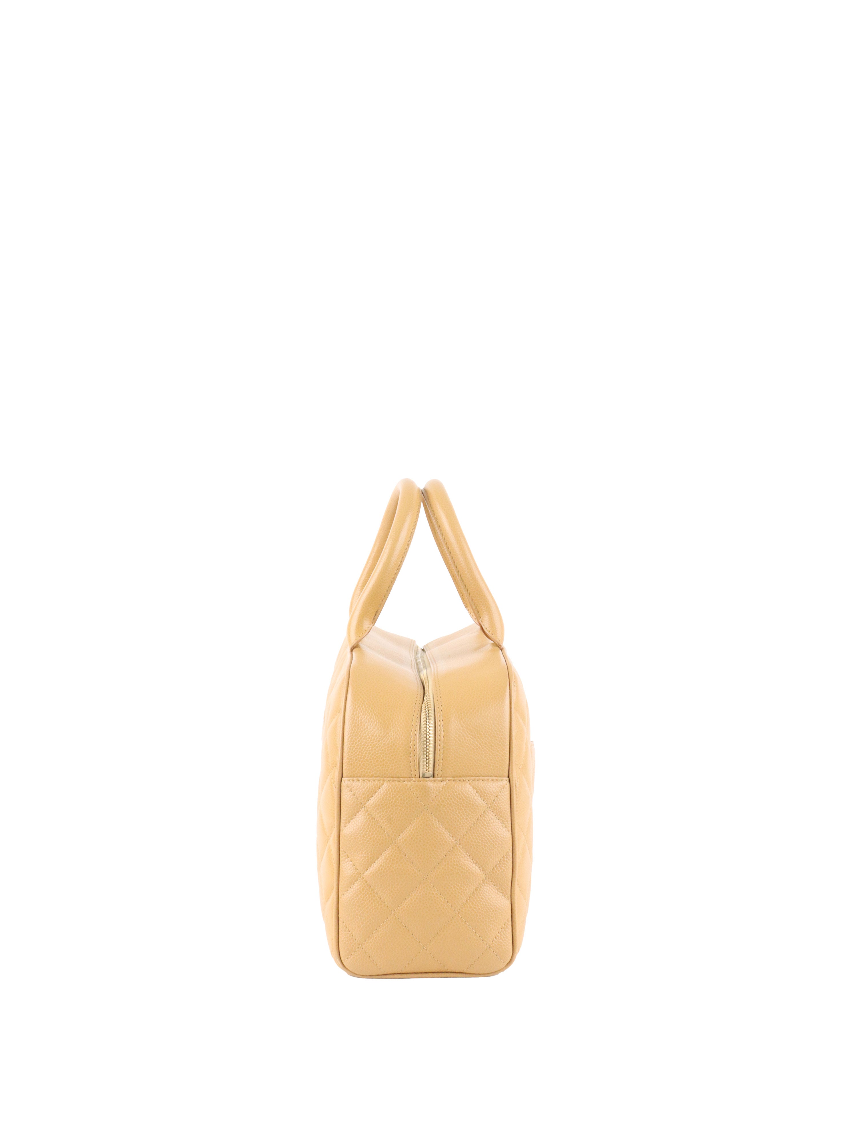 Chanel Beige Caviar Bowling Bag.