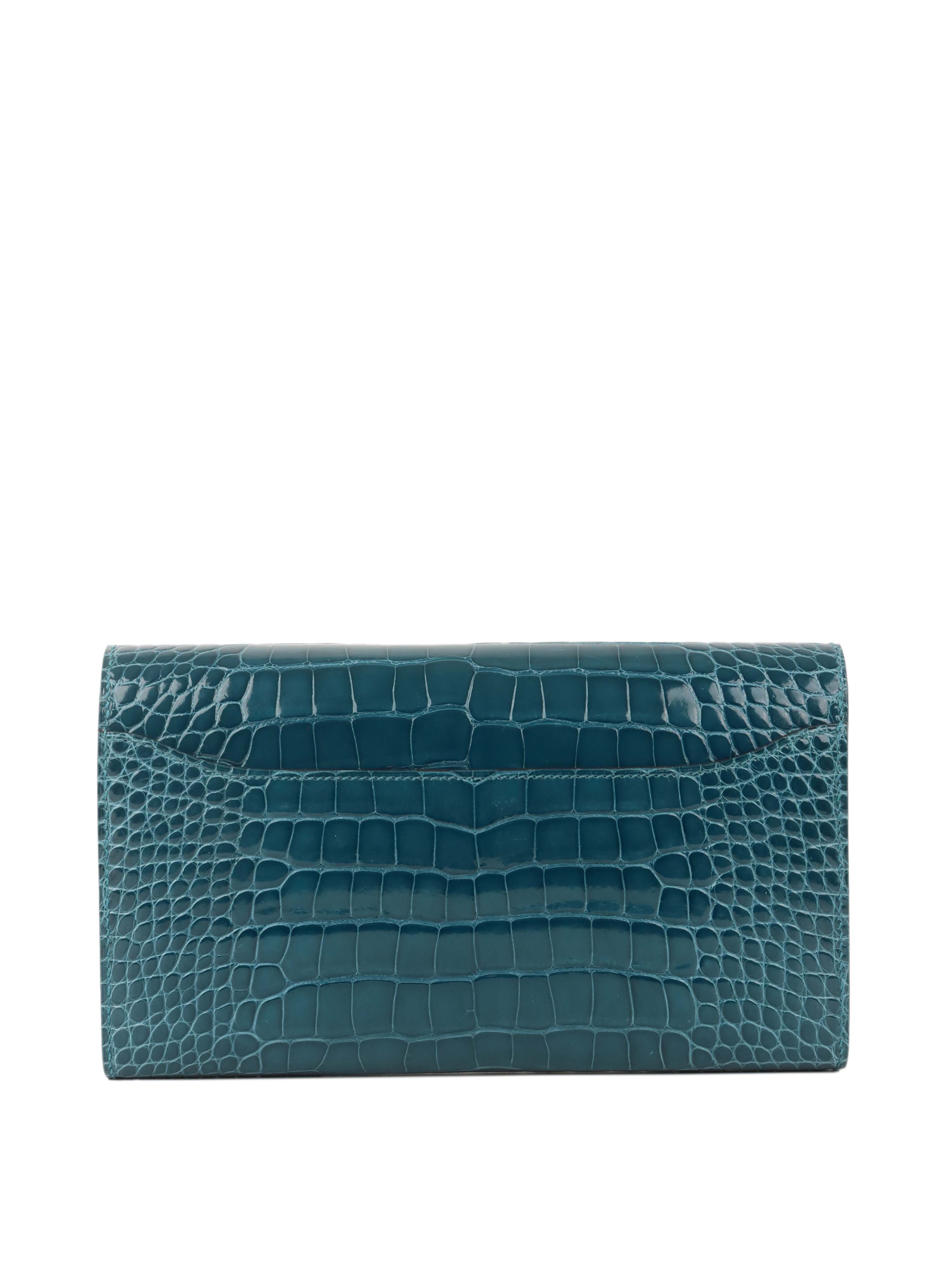 Hermes Alligator Constance Wallet Vert Bosphore.