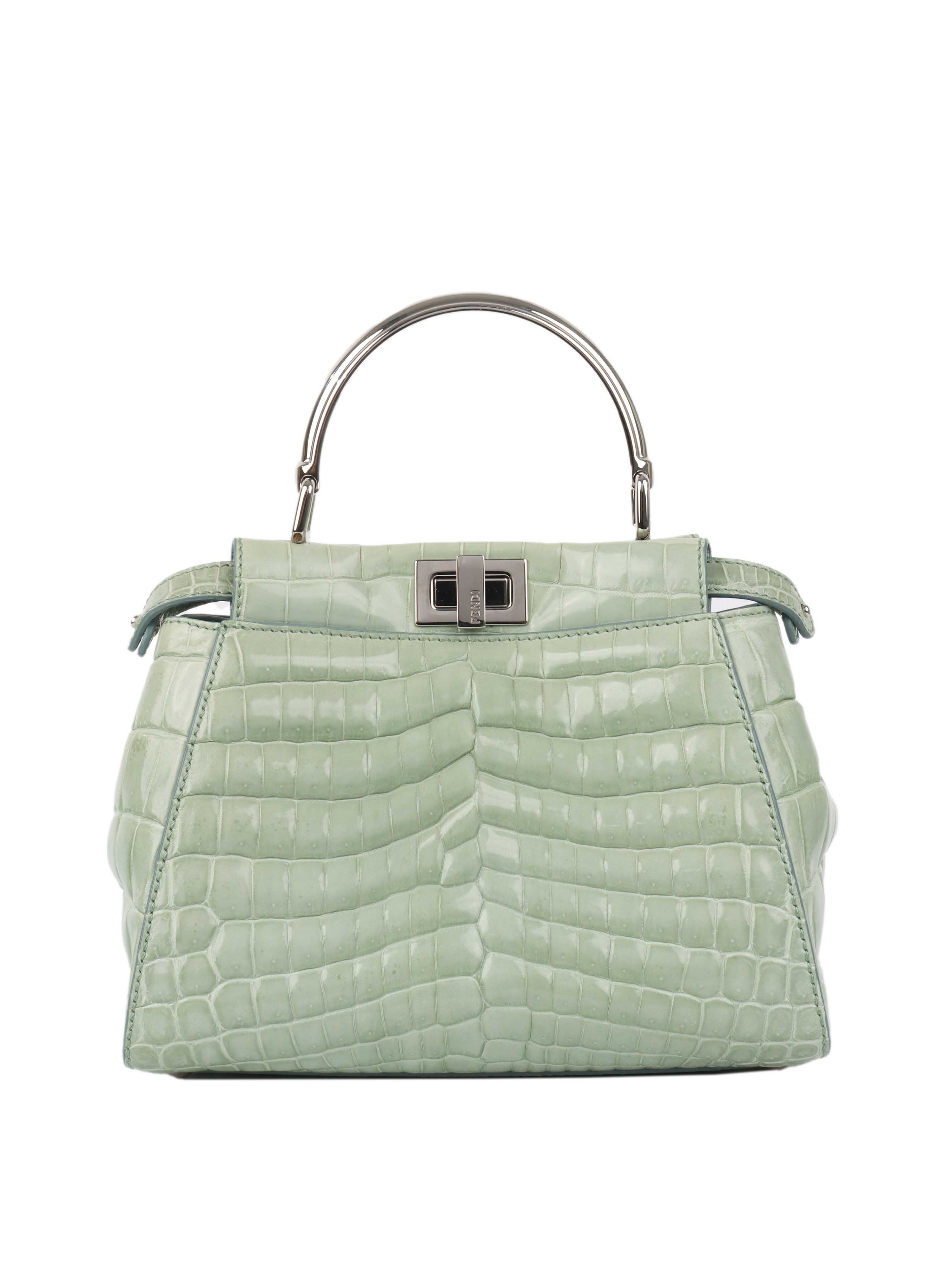 Fendi Peekaboo Crocodile Mini Mint Green