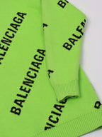 Balenciaga Green & Black Wool Logo Sweater.