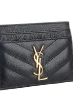 Saint Laurent Black Cassandre Matelasse Card Holder