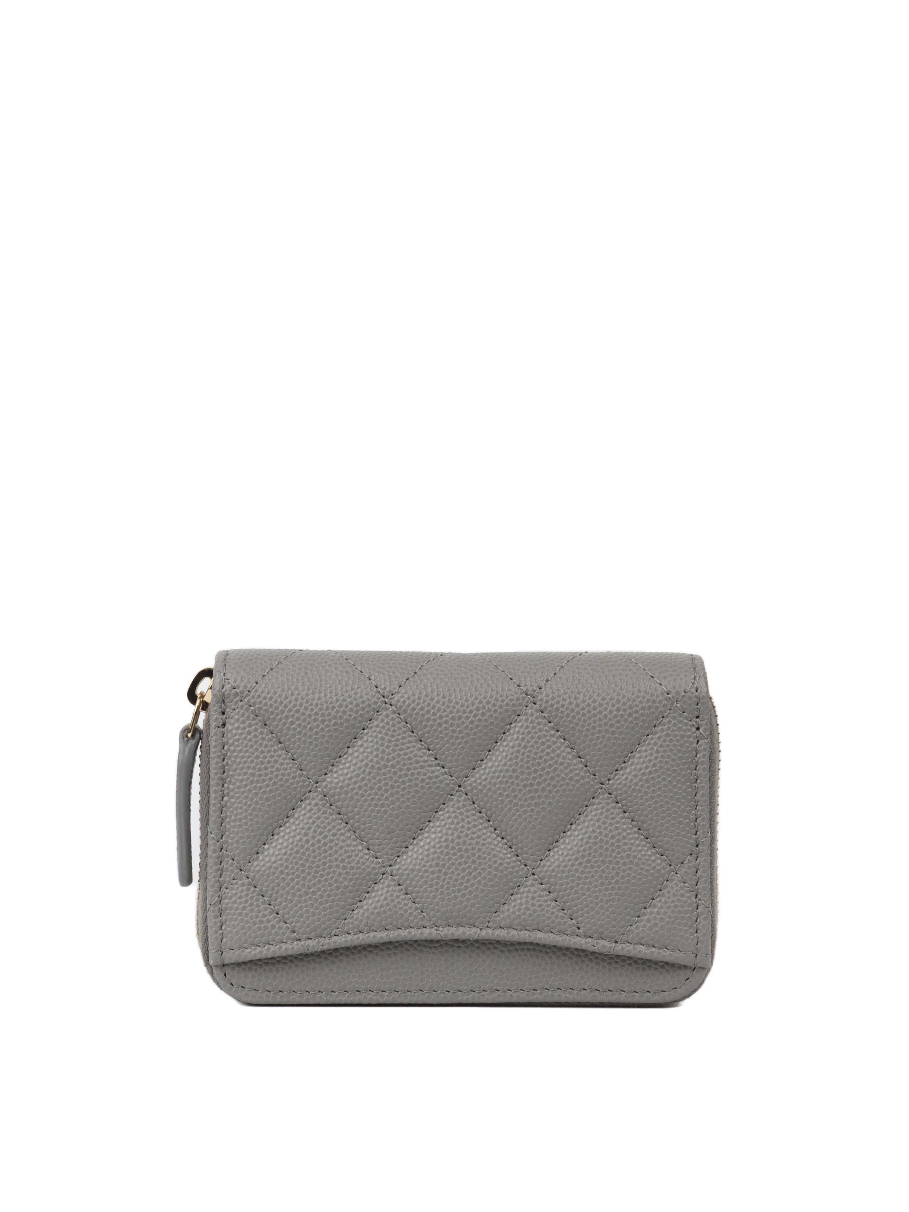 Chanel Grey Caviar Zip Classic Zipped Coin Purse.