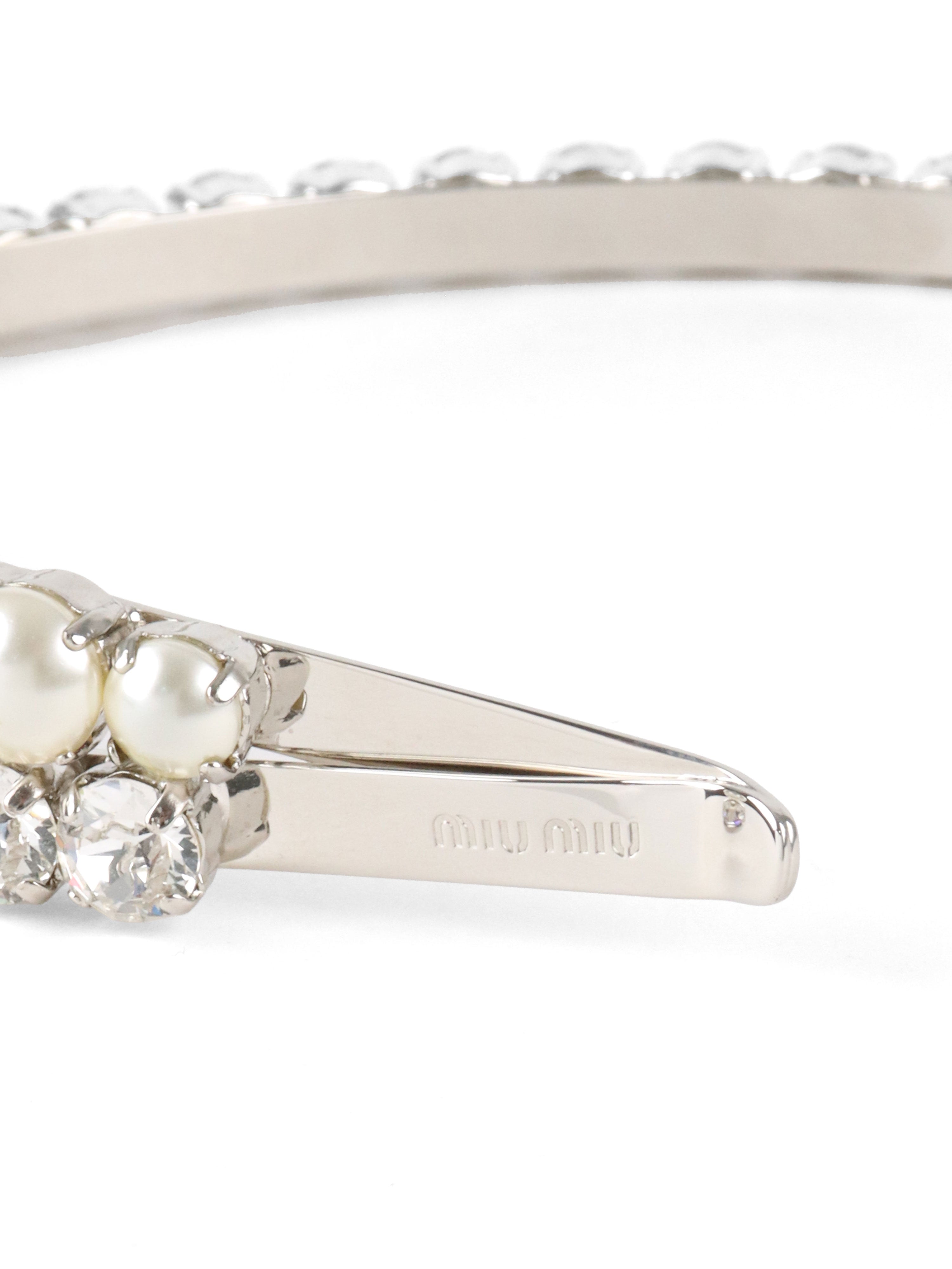 Miu Miu Resin Pearl and Crystal Double Headband
