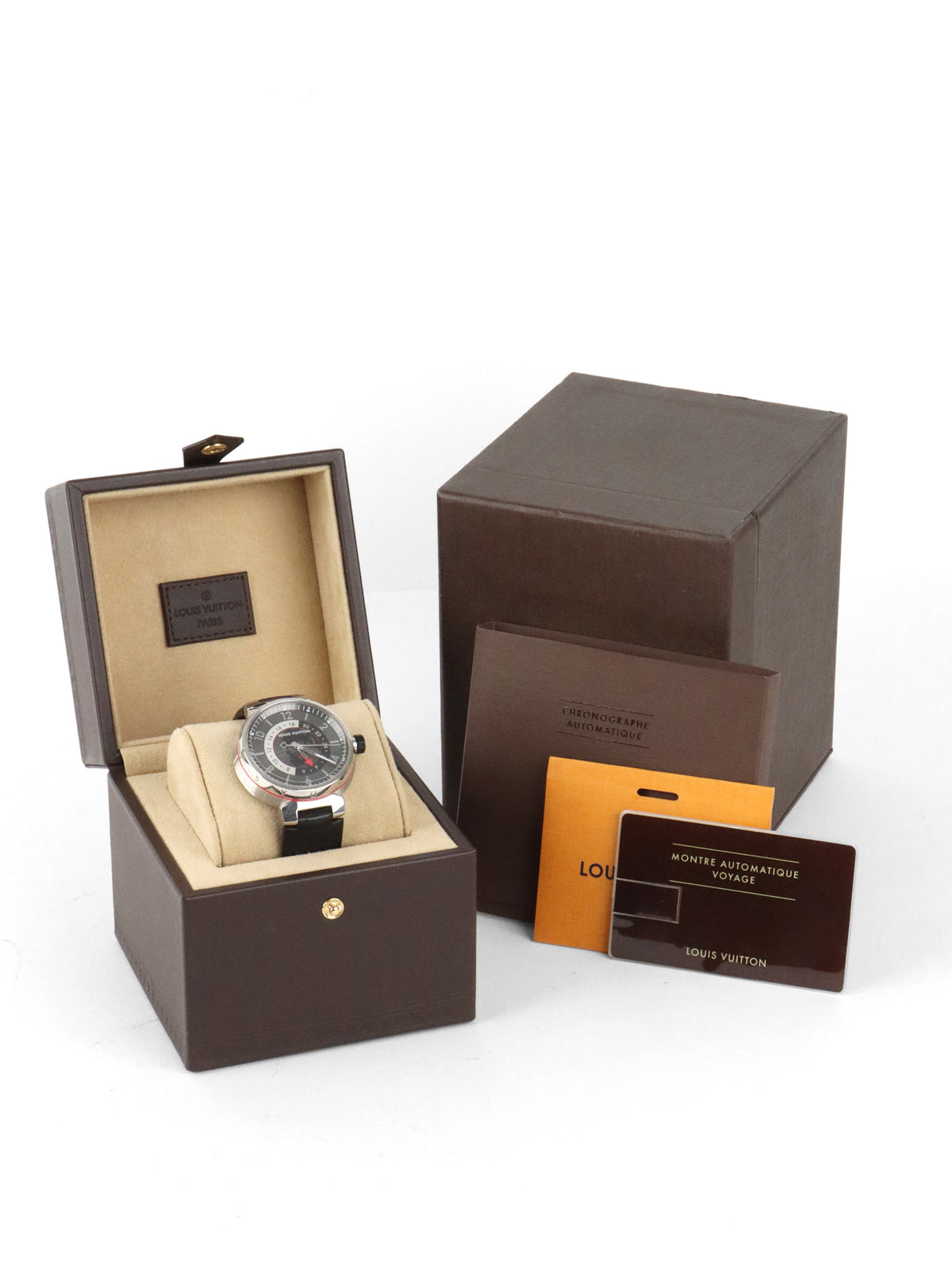 Louis Vuitton Tambour Graphite GMT Q1D30 Automatic Gray Dial Watch 41mm