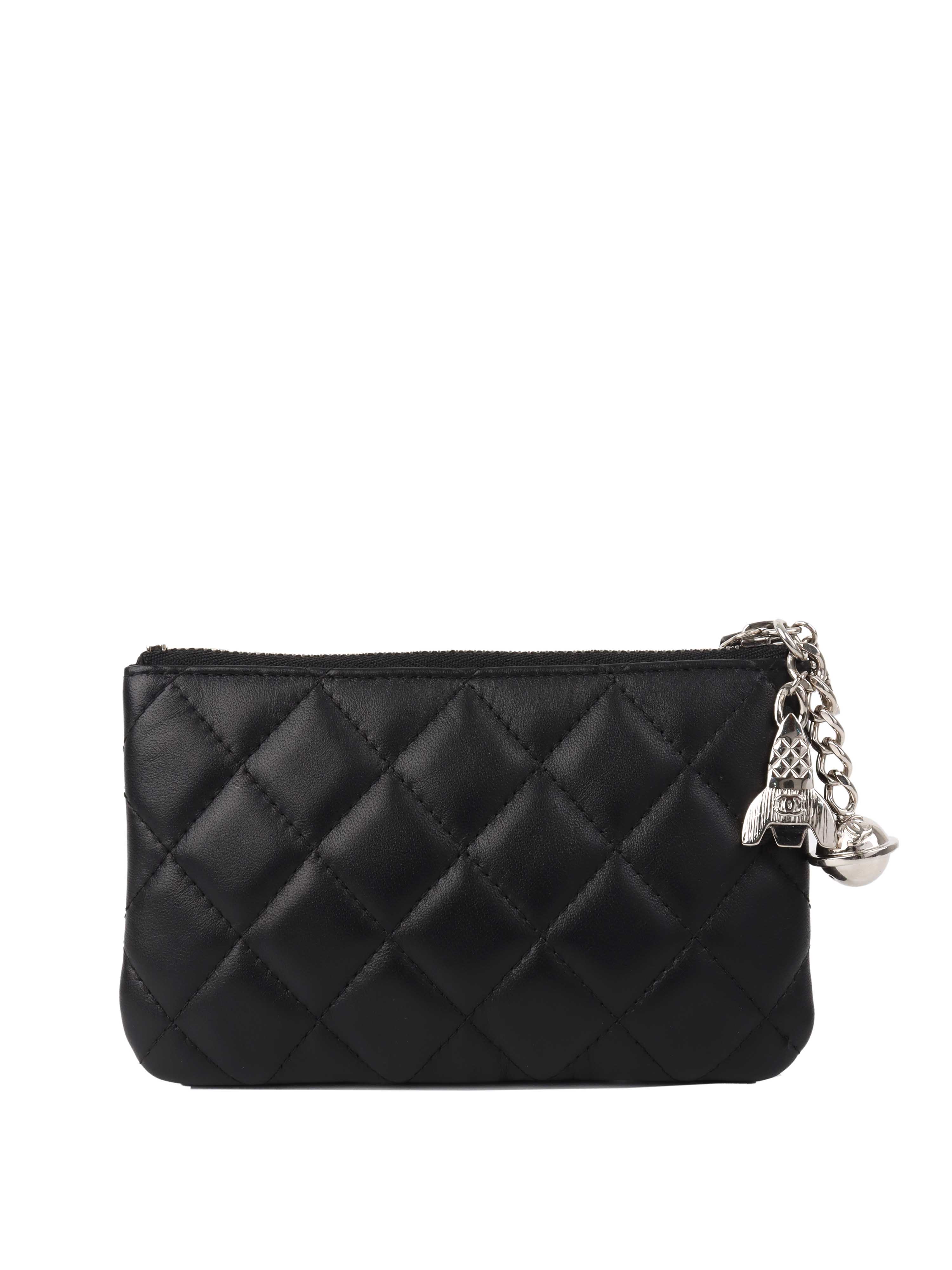 Chanel Black Lambskin Zip Pouch.