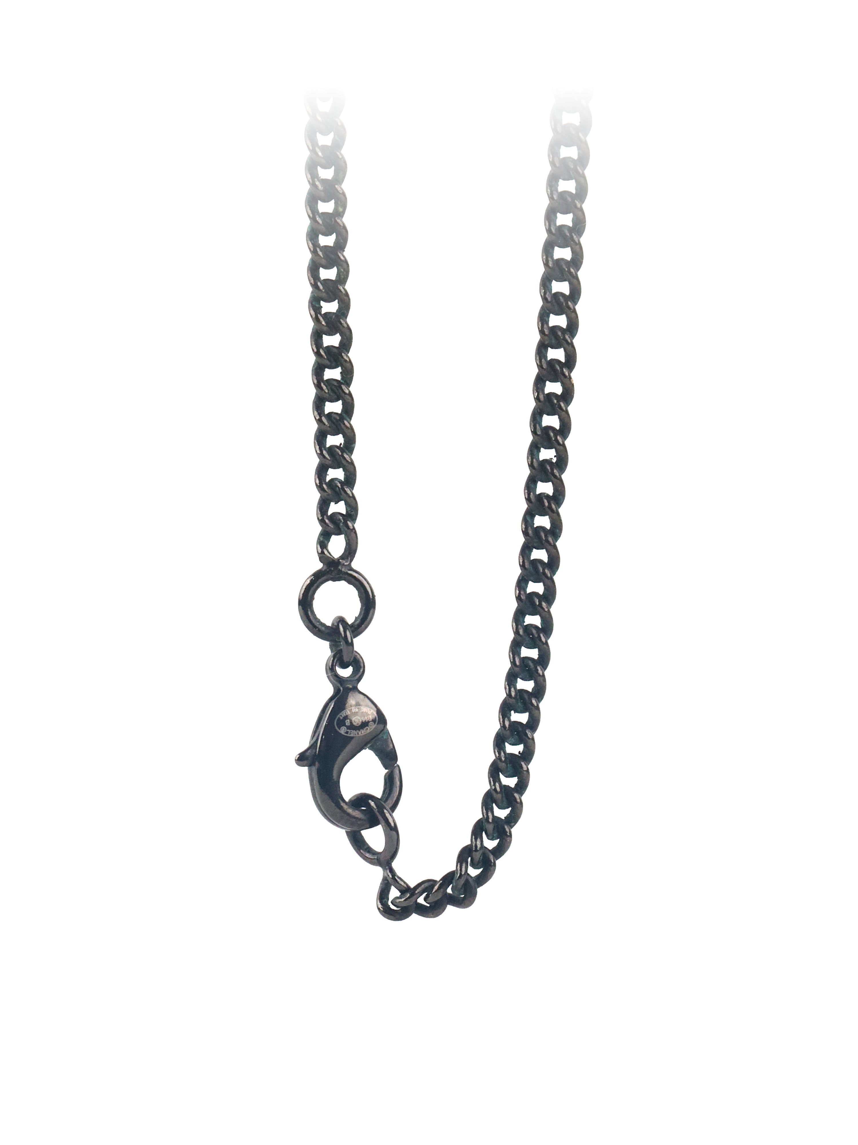 Chanel Black and Dark Burgundy Enamel CC Pendant Necklace