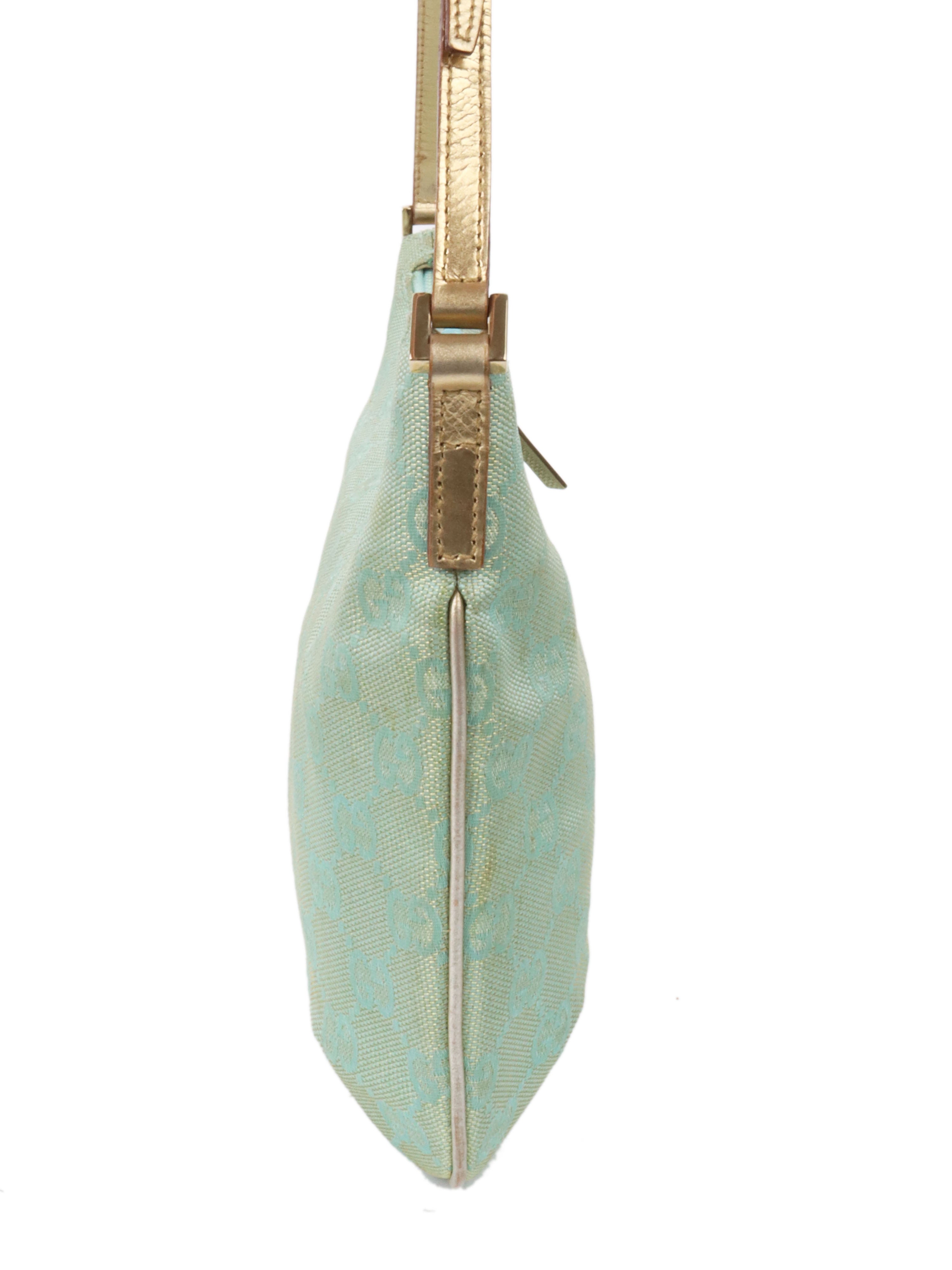 Gucci Vintage Turquoise Crescent Shoulder Bag.