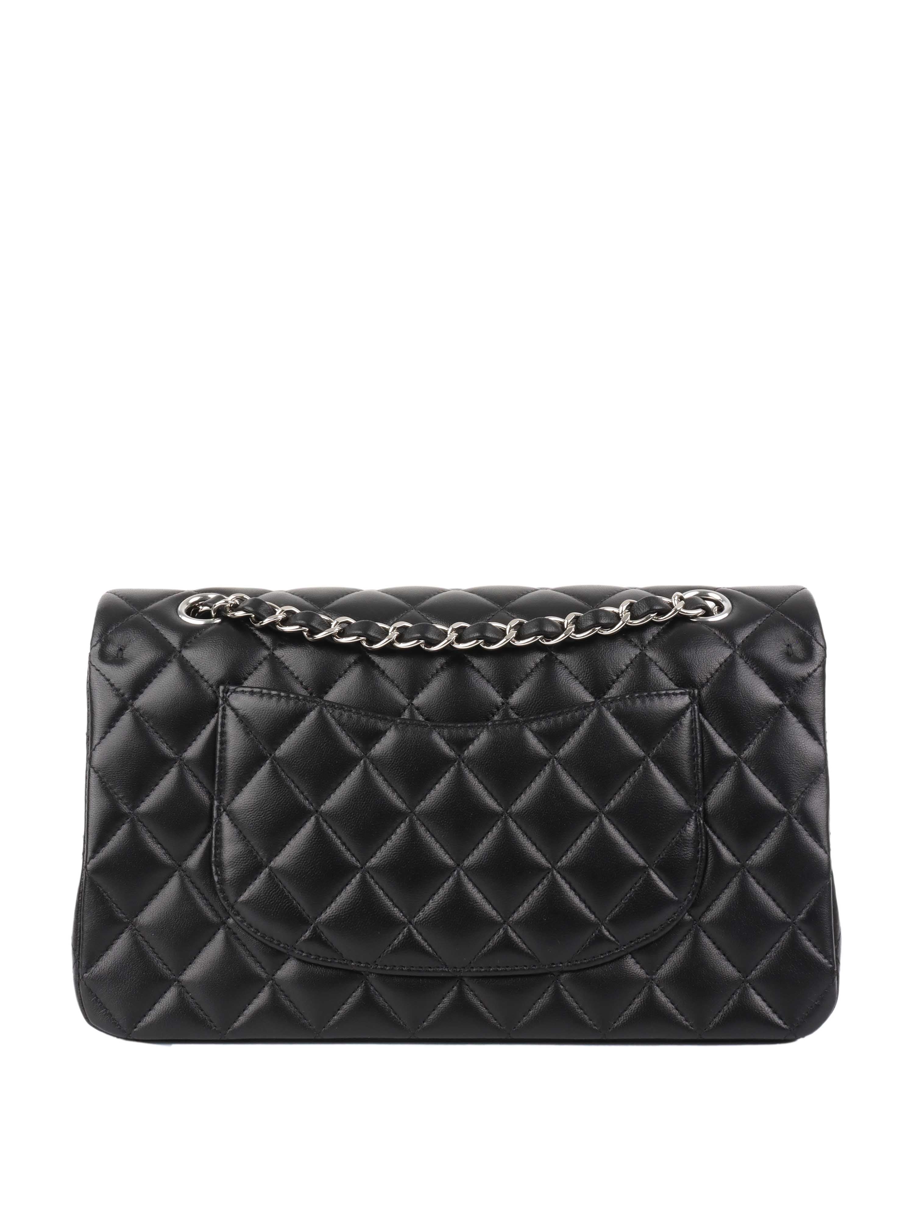 Chanel Black Medium Lambskin Classic Flap SHW.