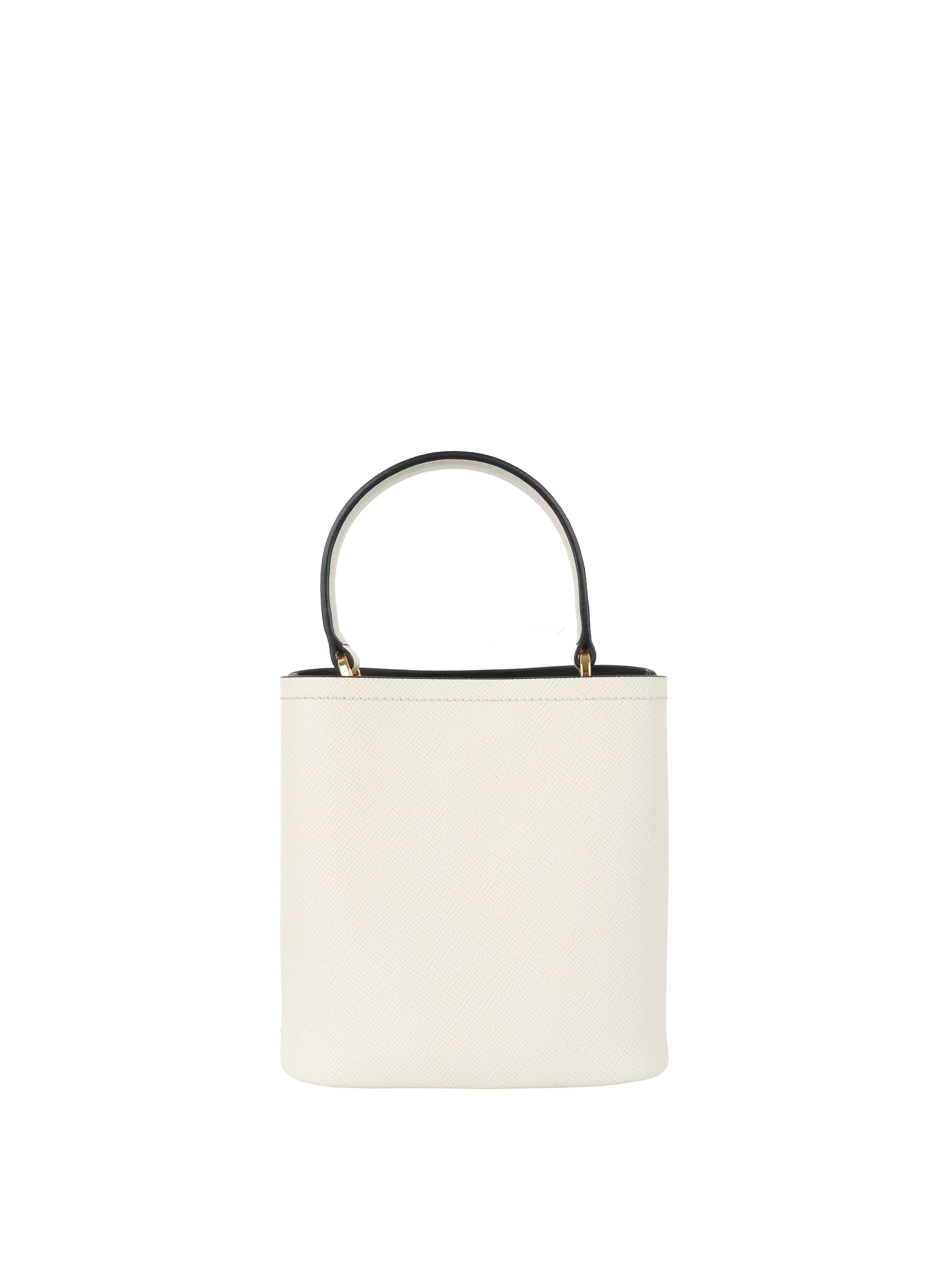 Prada Small Saffiano White Panier Bag.