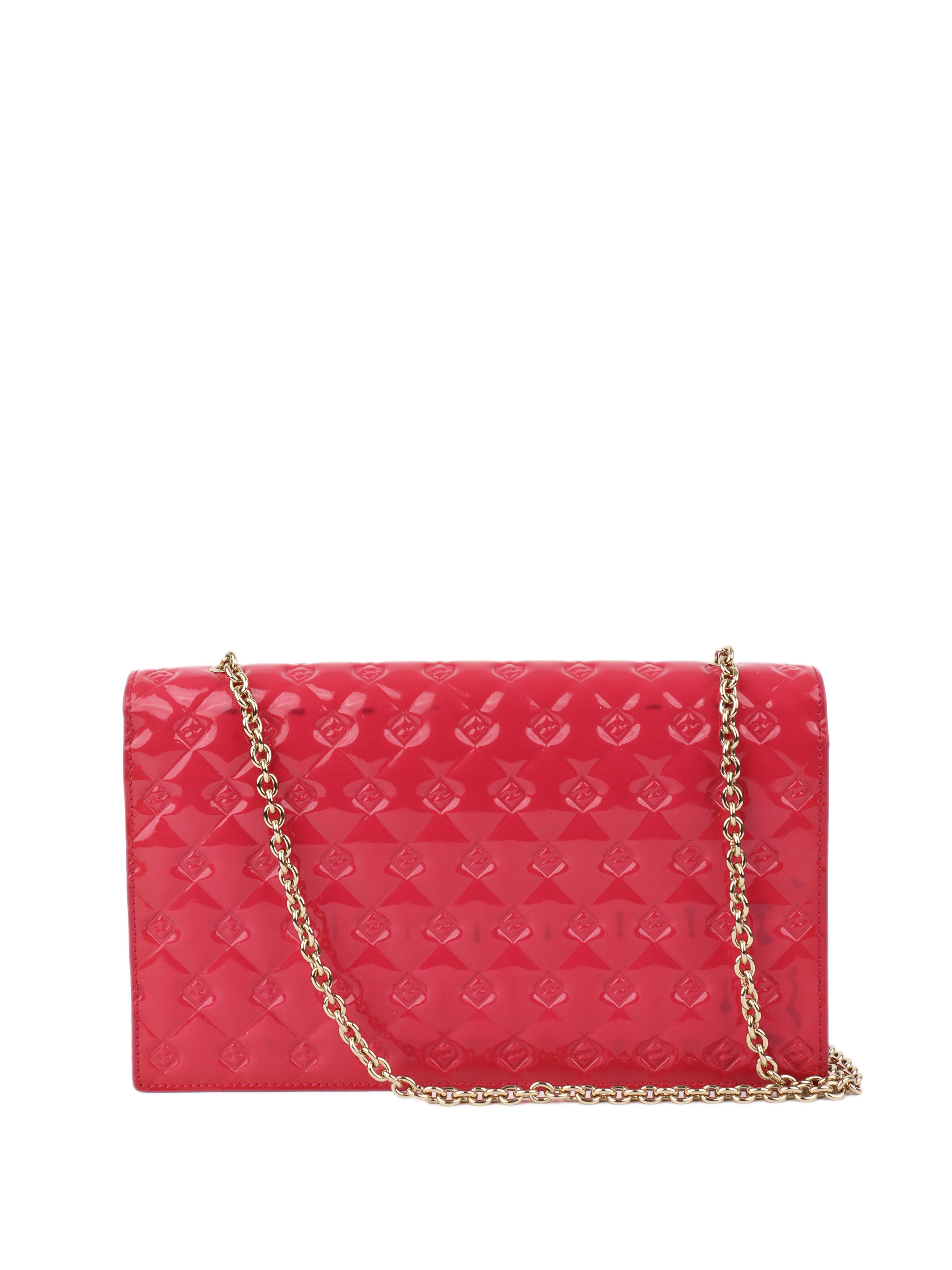 Fendi Pink Patent Wallet on Chain.