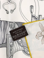 Hermes Creme/ Miel/ Kaki Carre Double Face Della Cavalleria Favolosa Scarf 90