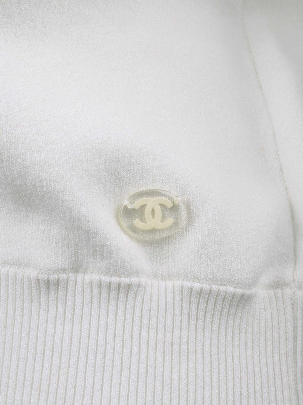 Chanel White Bubble Short Sleeve Top.