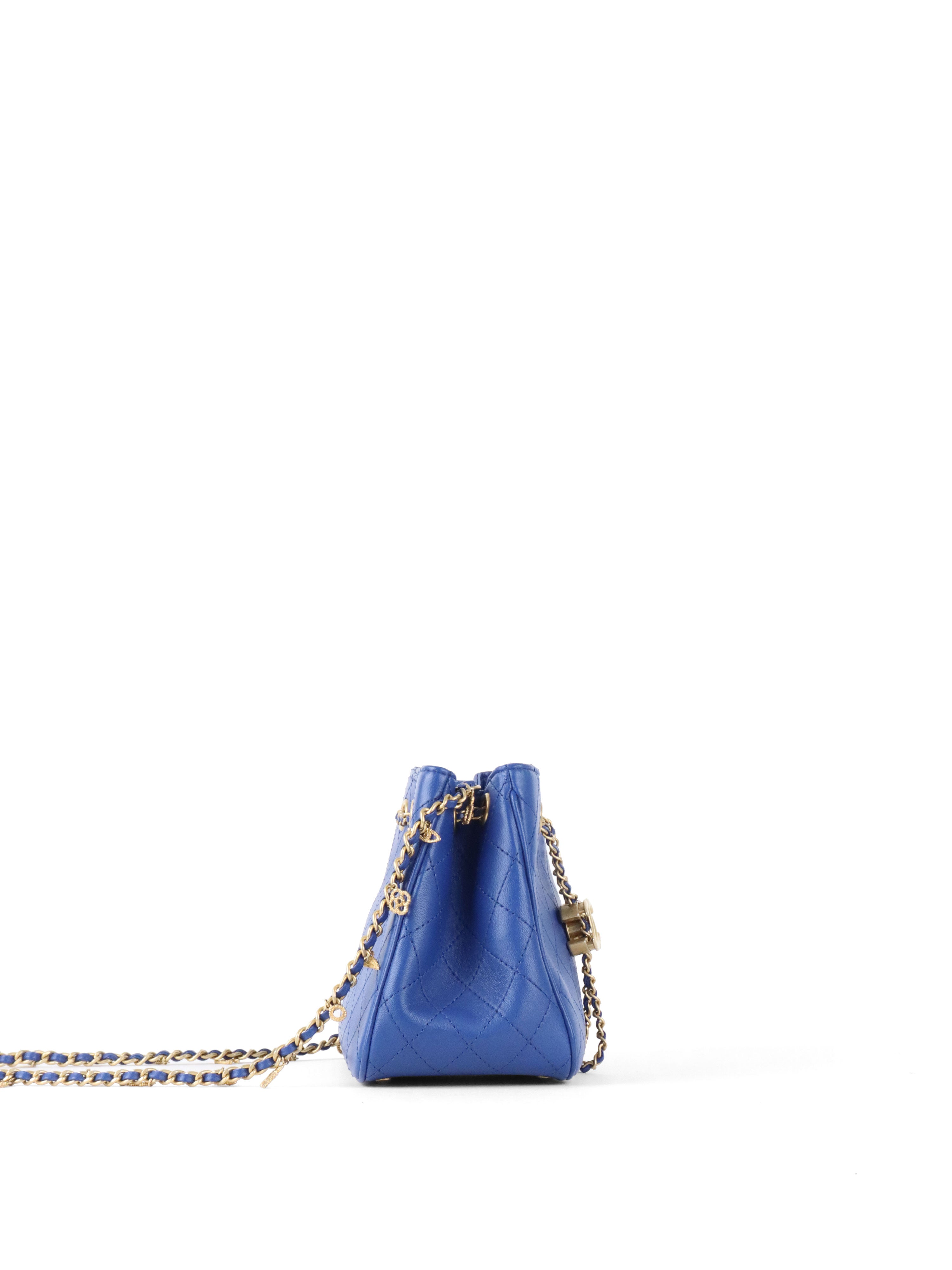 Chanel Blue Egyptian Amulet Drawstring Bucket Bag