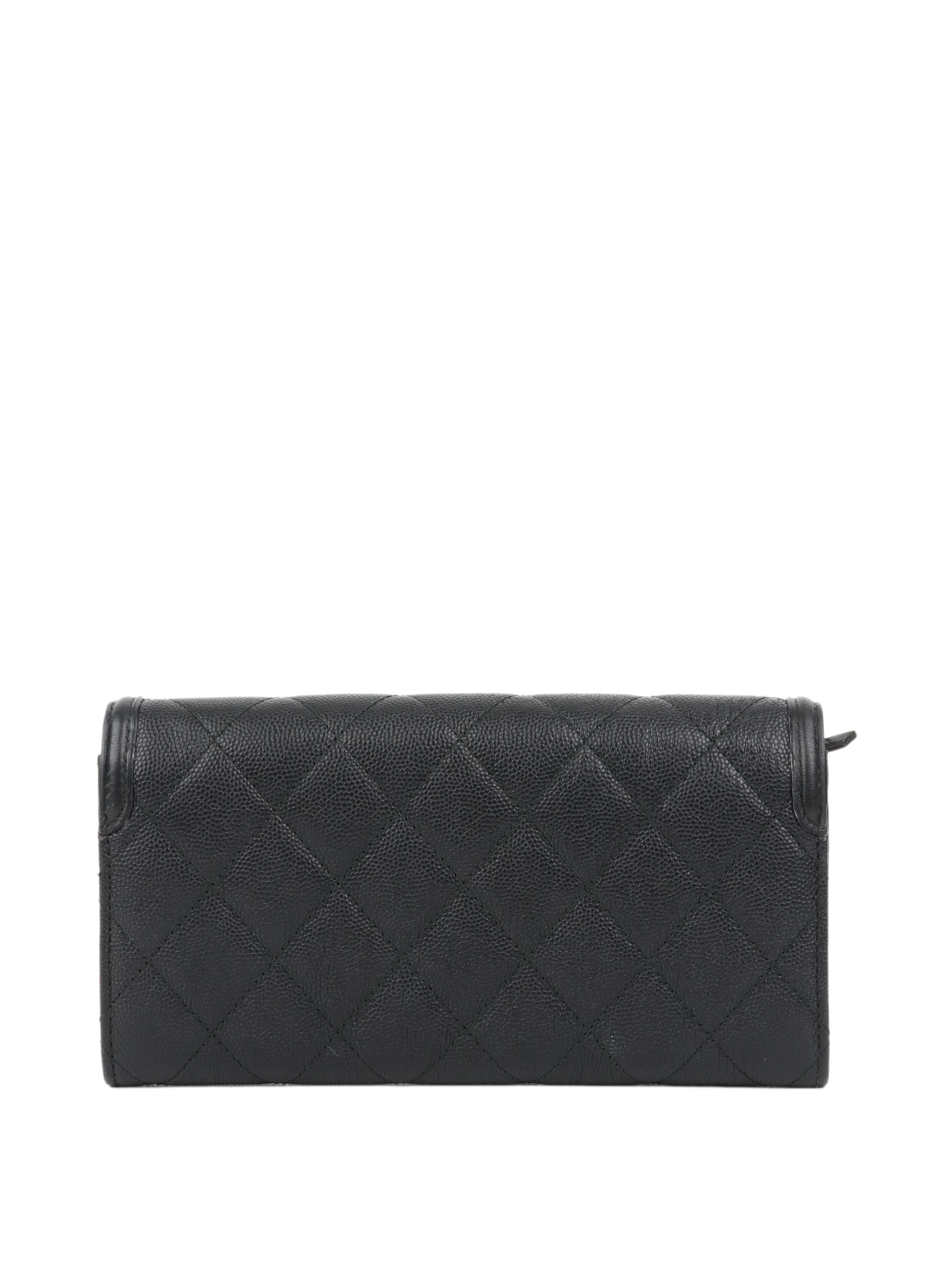 Chanel Black Caviar Long Wallet.