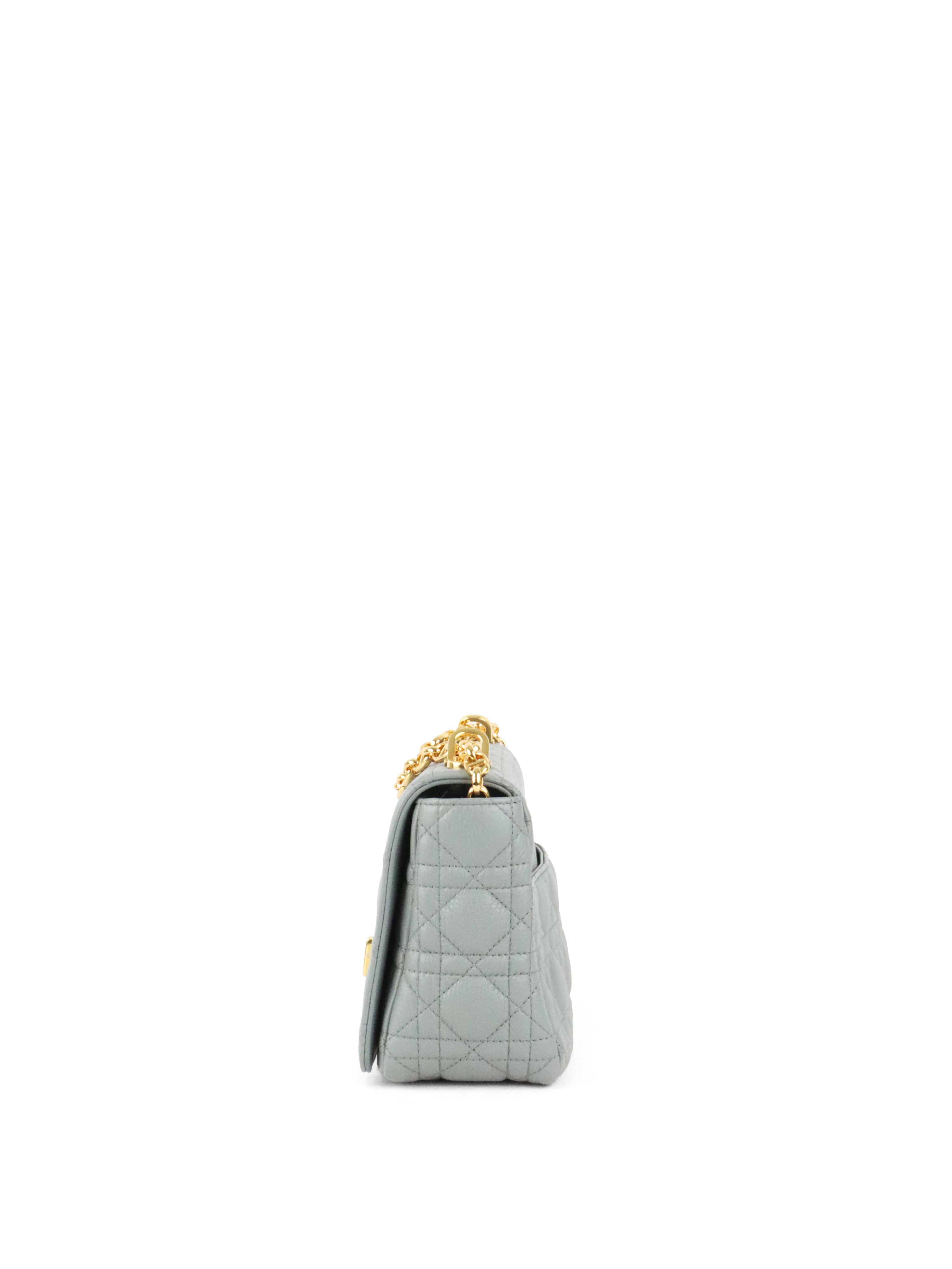 Dior Medium Stone Grey Cannage Caro Bag