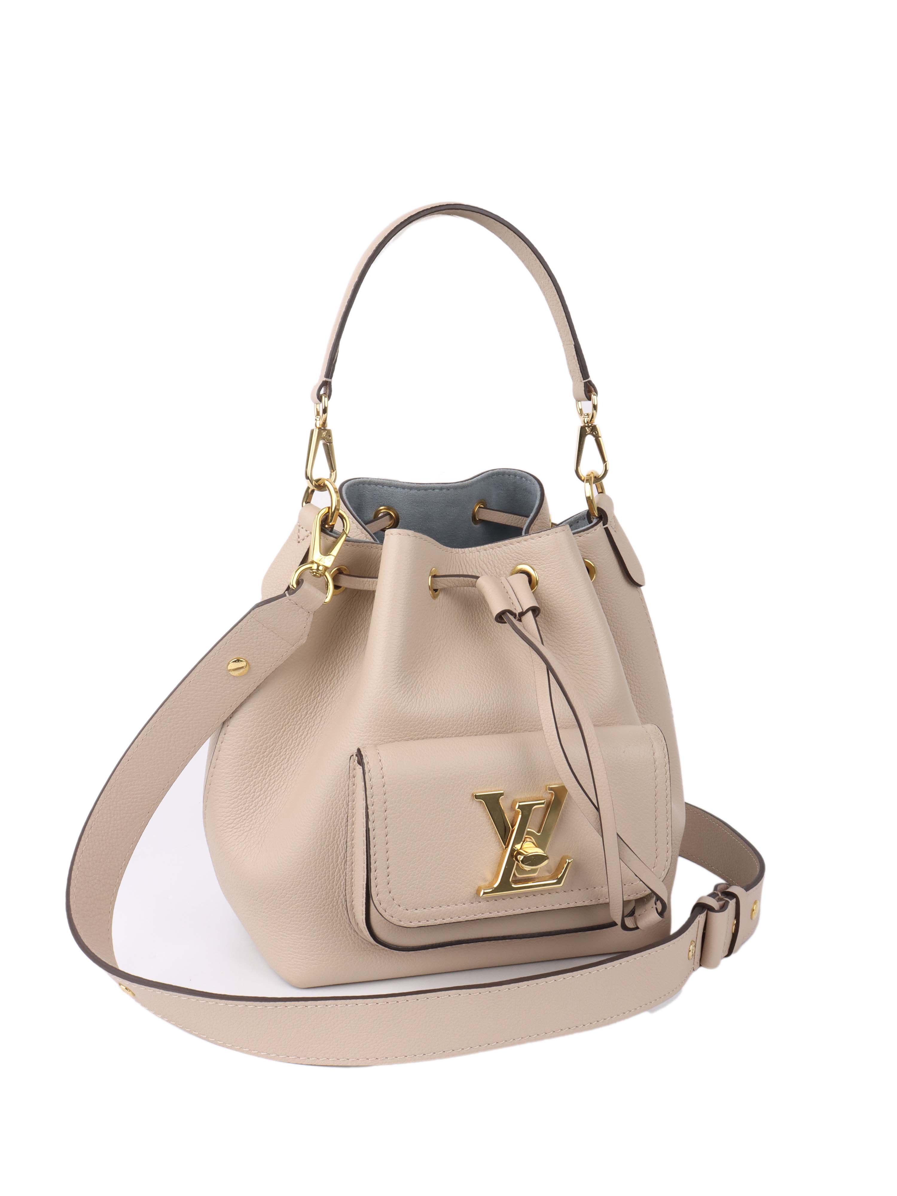 Beige Lv Bucket Tote Louis Vuitton Beige Lockme Bucket – Votre Luxe