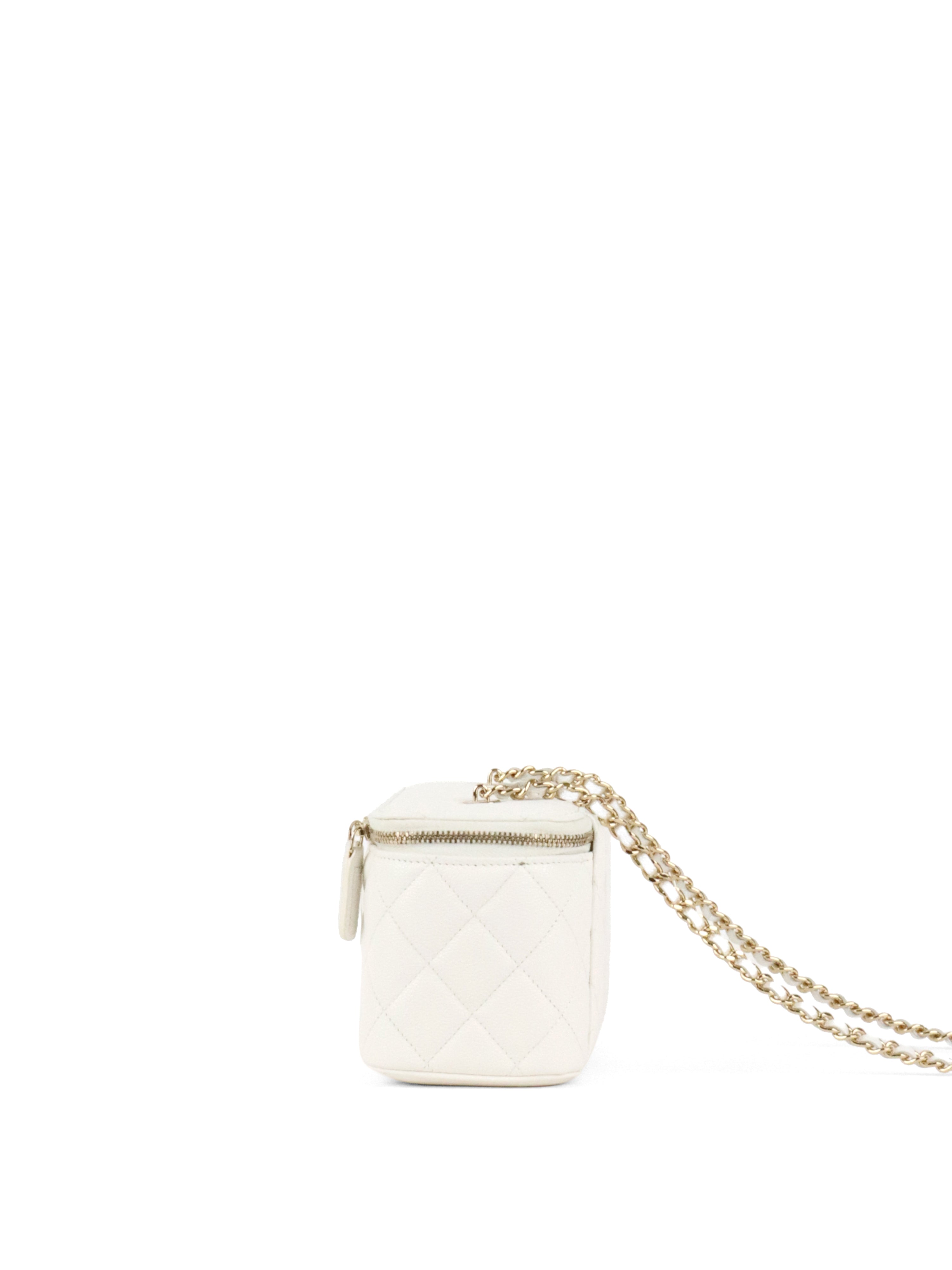 Chanel White Caviar Vanity Case