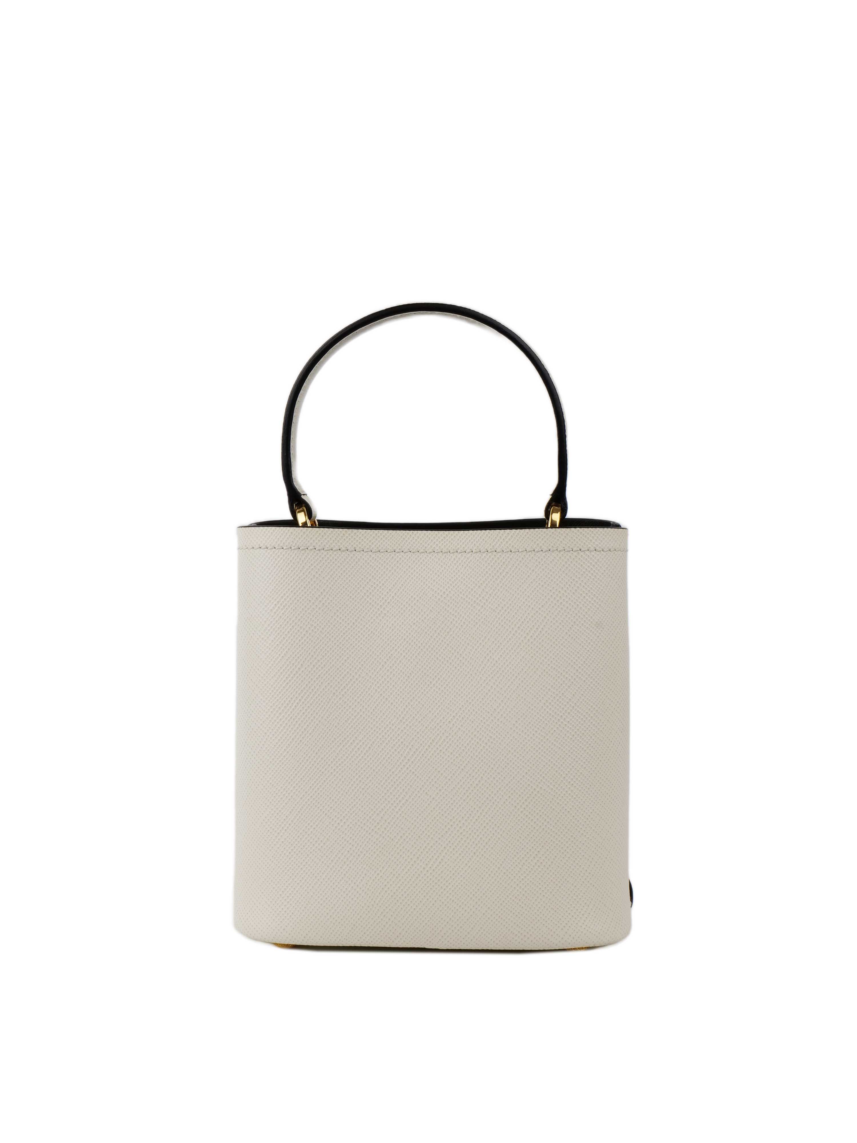 Prada Small Saffiano White Panier Bag.