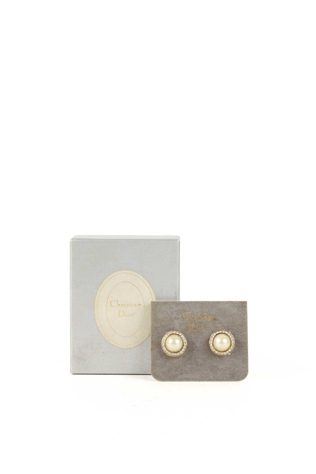 Dior Vintage Resin Pearl & Crystal Earrings