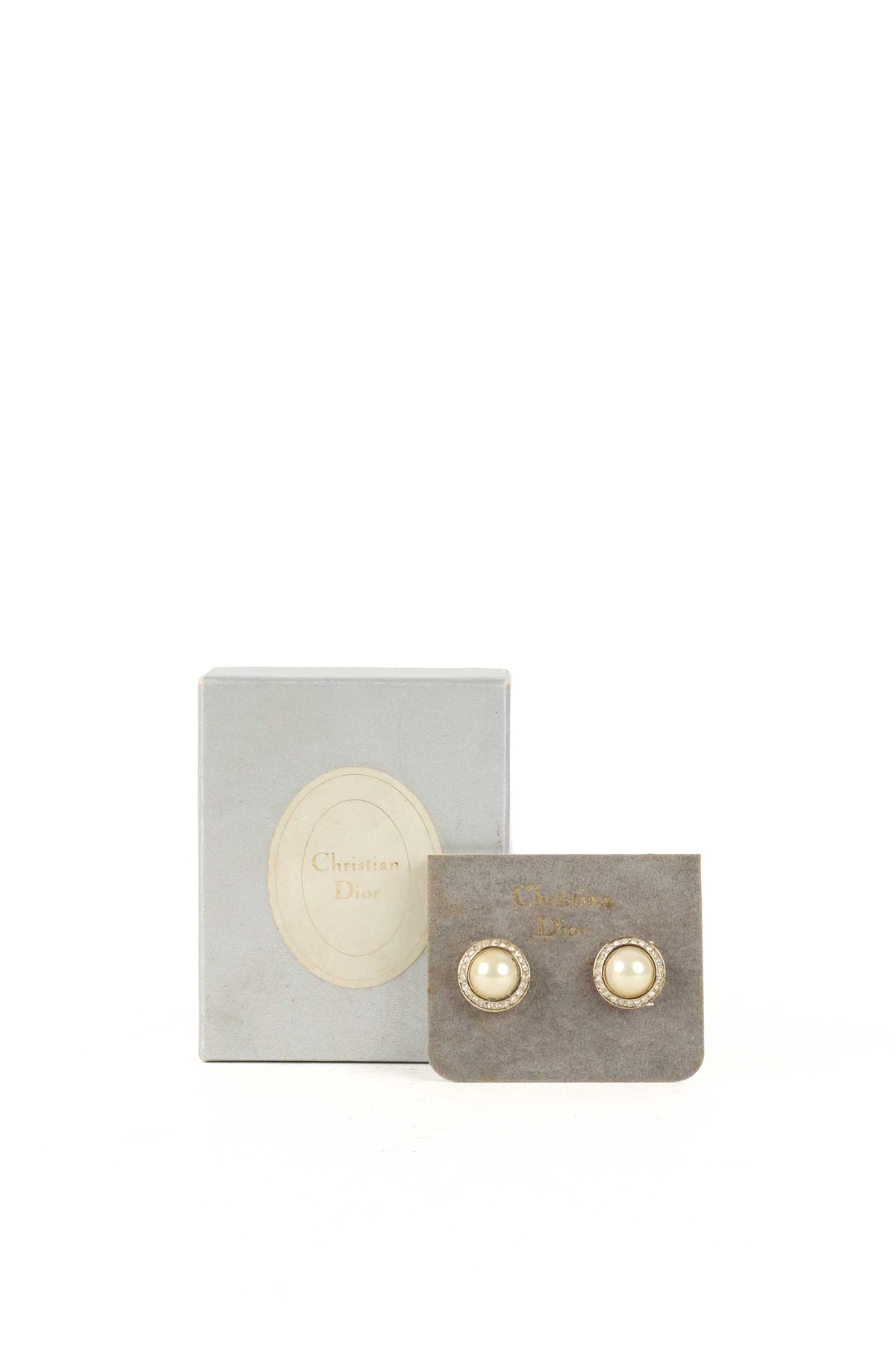 Dior Vintage Resin Pearl & Crystal Earrings