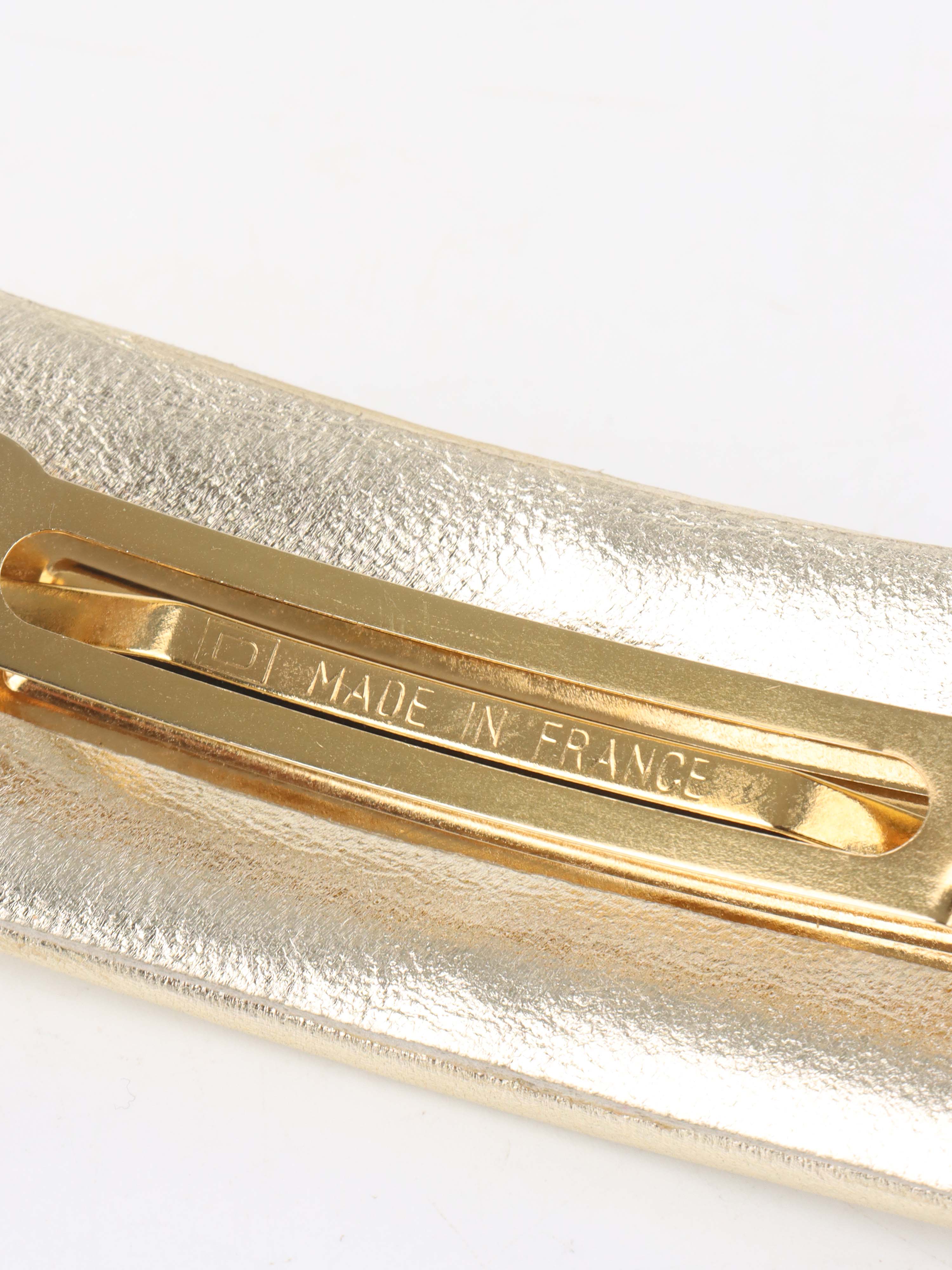 Chanel Metallic Gold Lambskin Hair Clip GHW