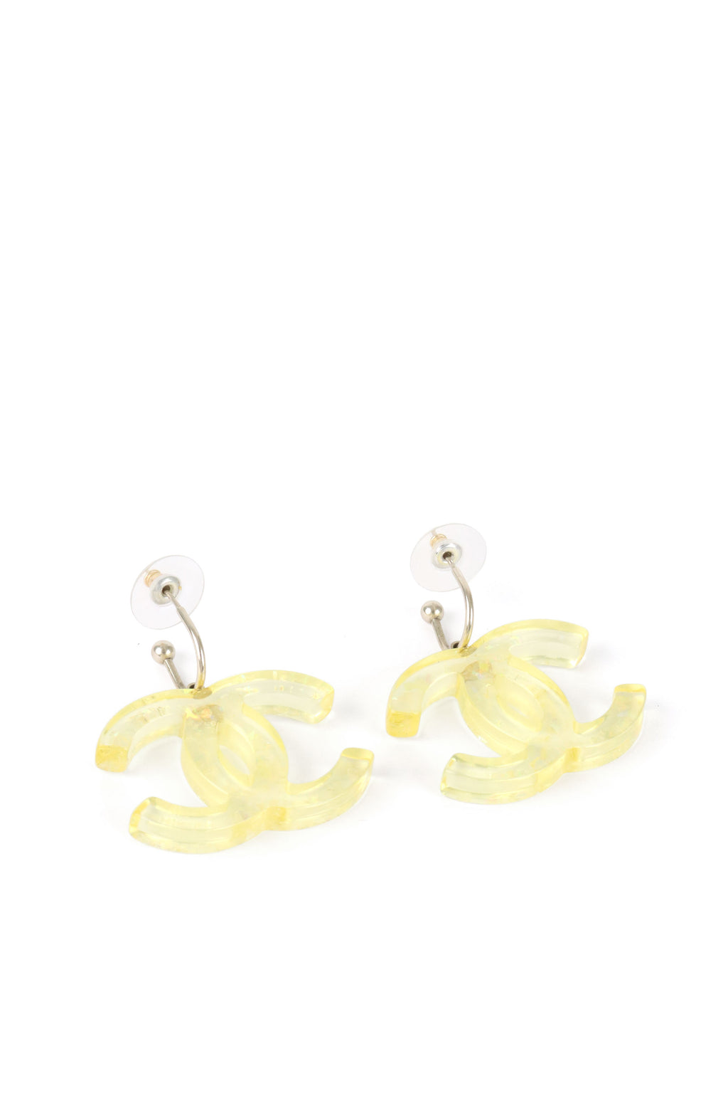 Chanel CC Yellow Resin and Glitter Dangle Earring