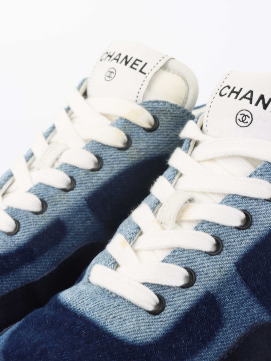 Chanel Blue Denim & White Sneakers.