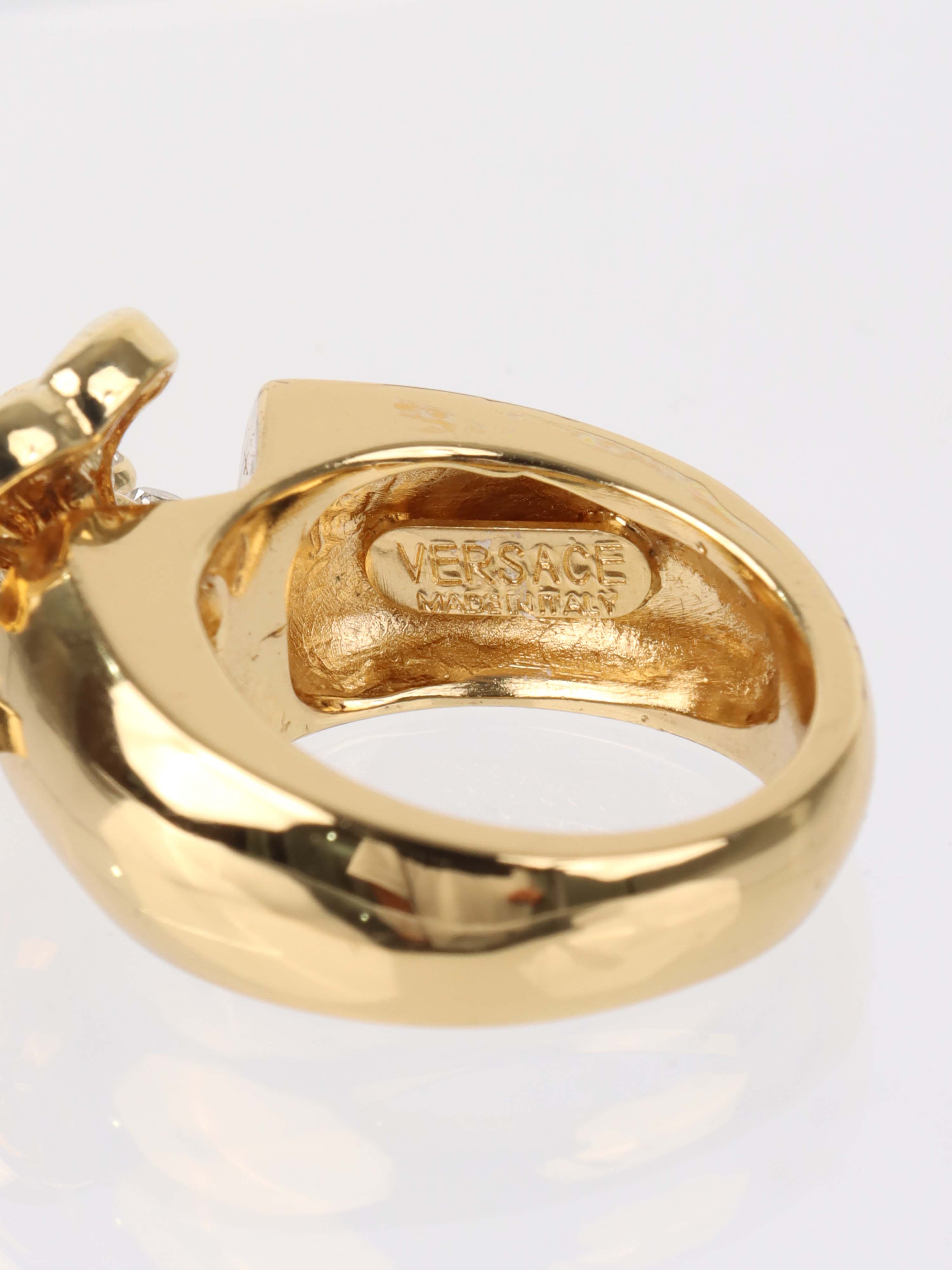 Versace Gold-tone Flower and Leaves Ring