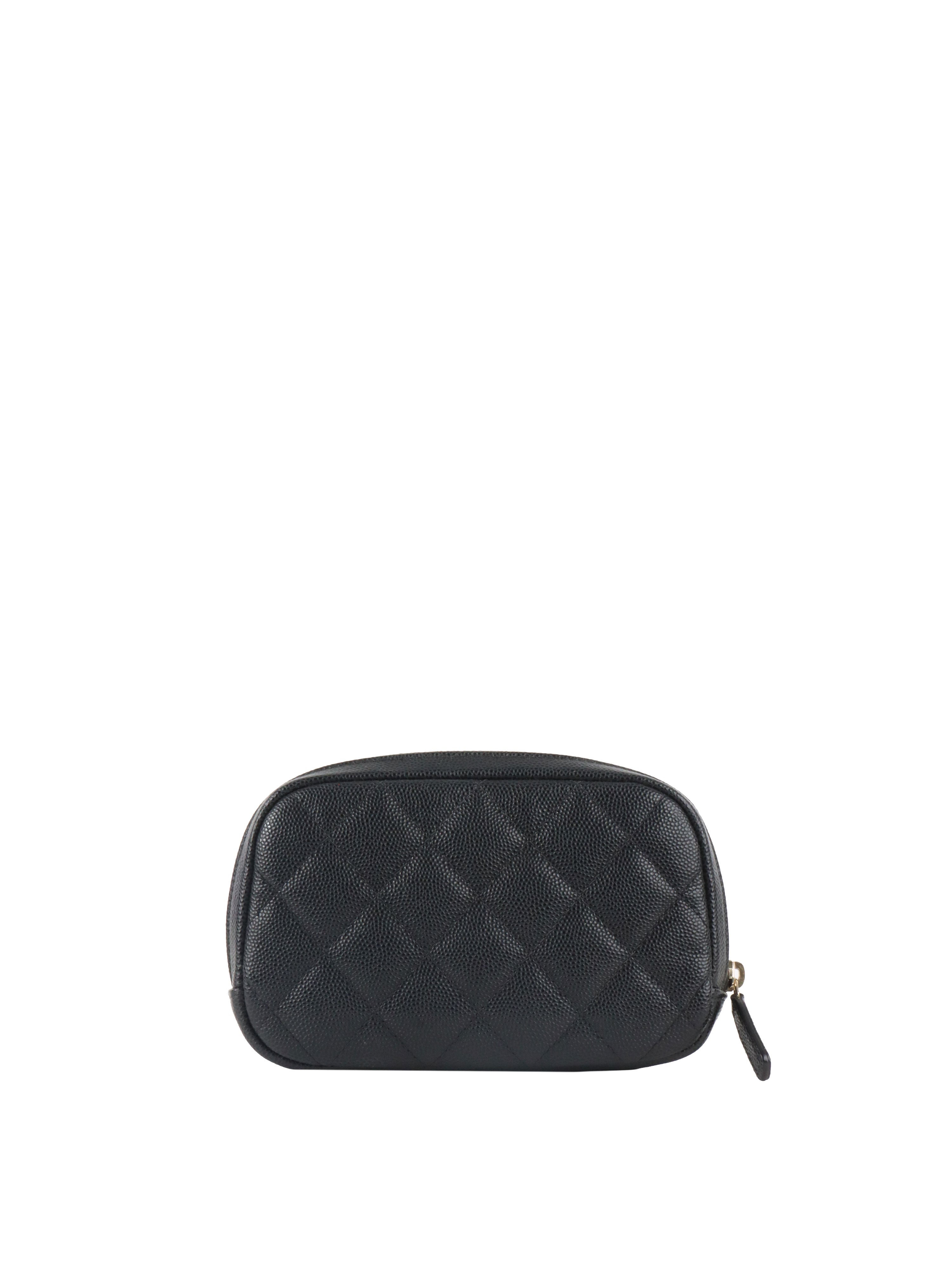 Chanel Small Black Caviar Quilted Cosmetic Pouch