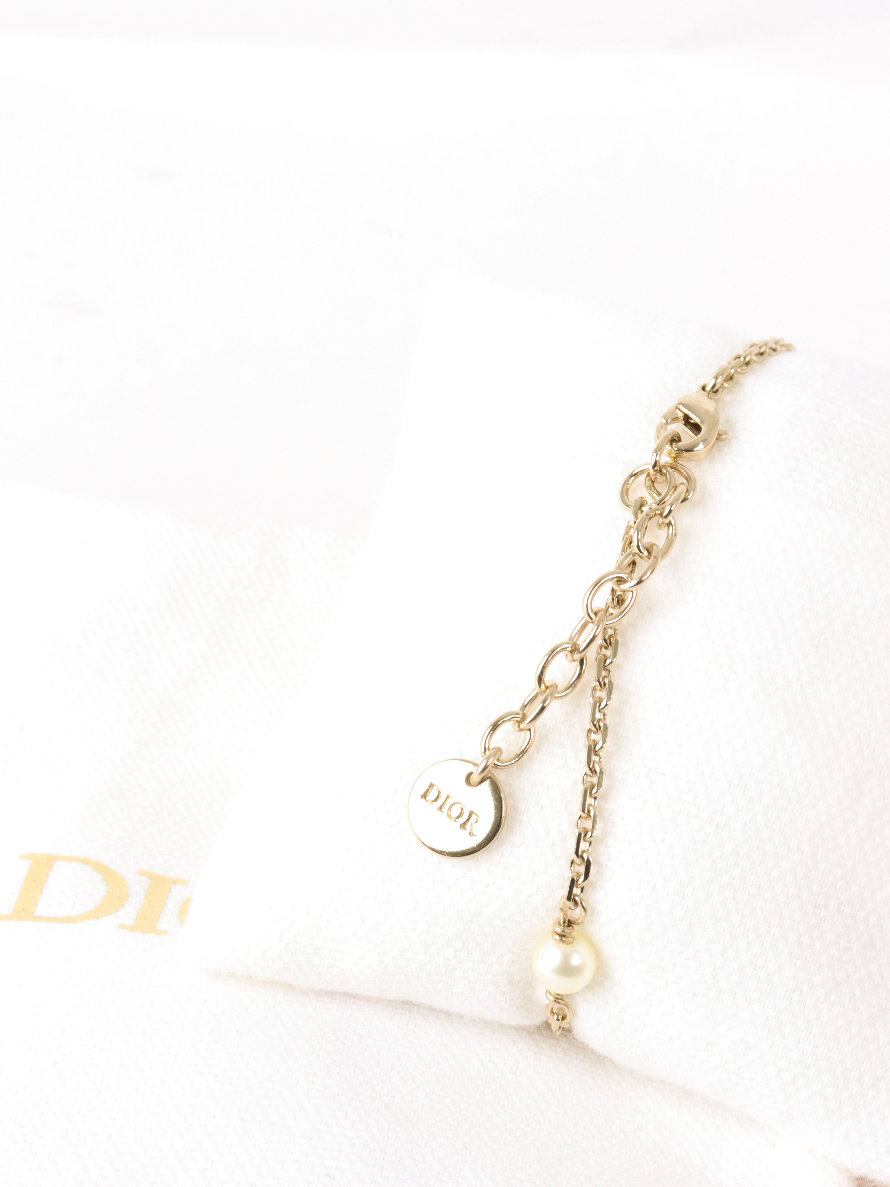 Dior Petit CD Bracelet With White Resin Pearl and Crystal.