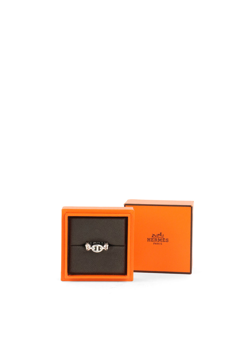 Hermes Silver Chaine D'Ancre Enchainee Ring, Small Model