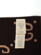 Gucci Brown Wool GG Jacquard Scarf