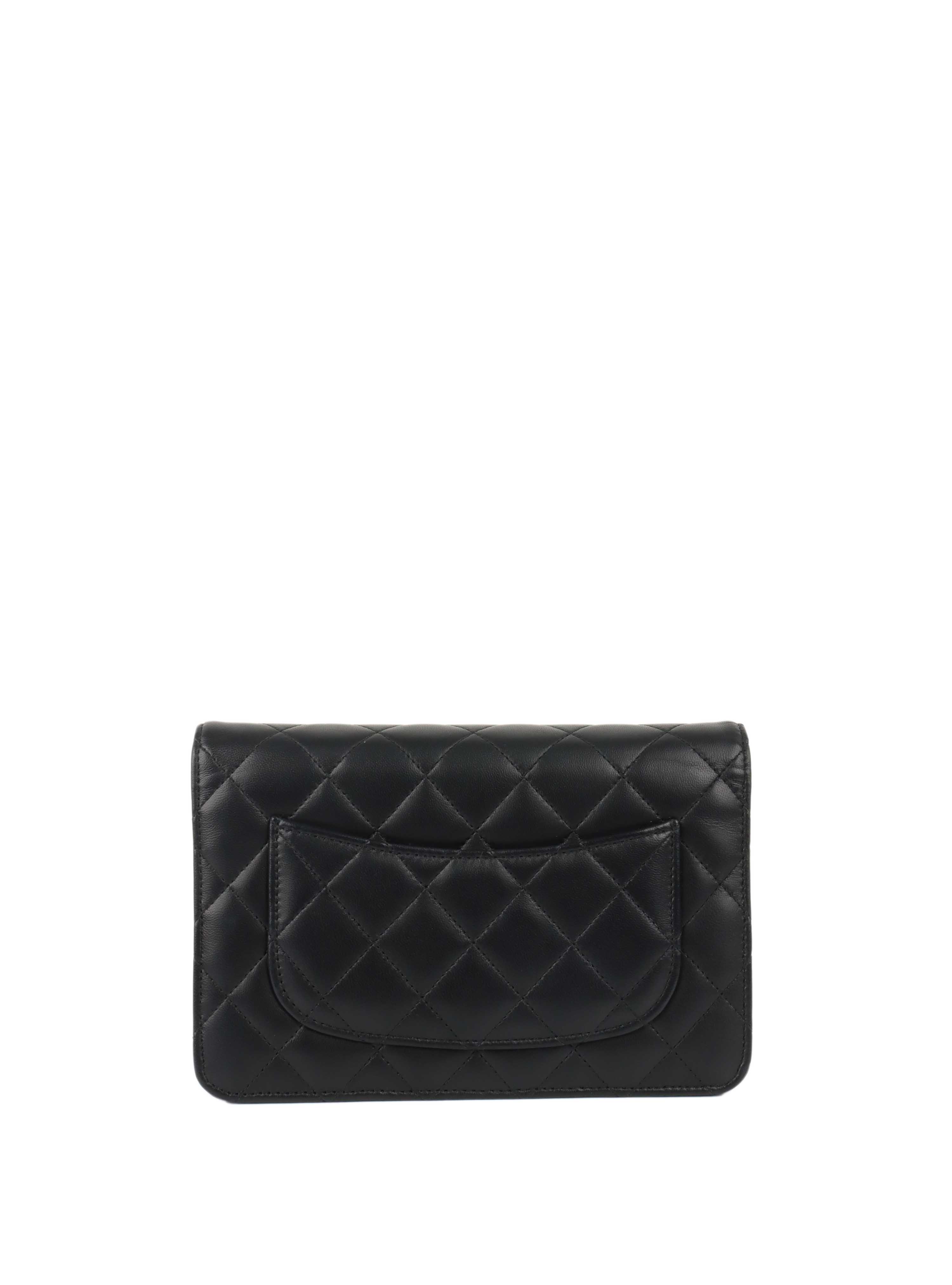 Chanel Black Lambskin Wallet on Chain SHW.