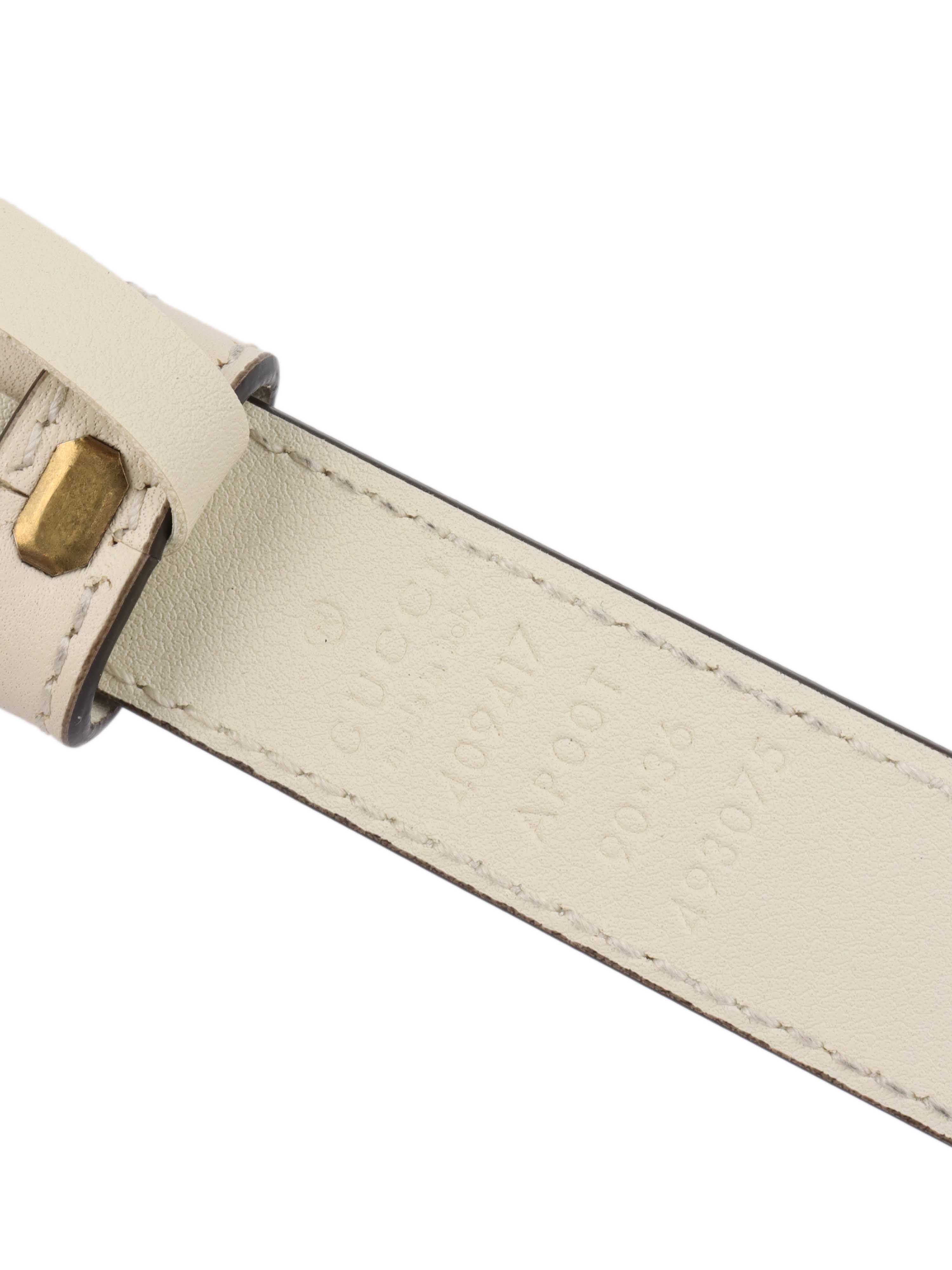 Gucci White Marmont thin belt 90cm.