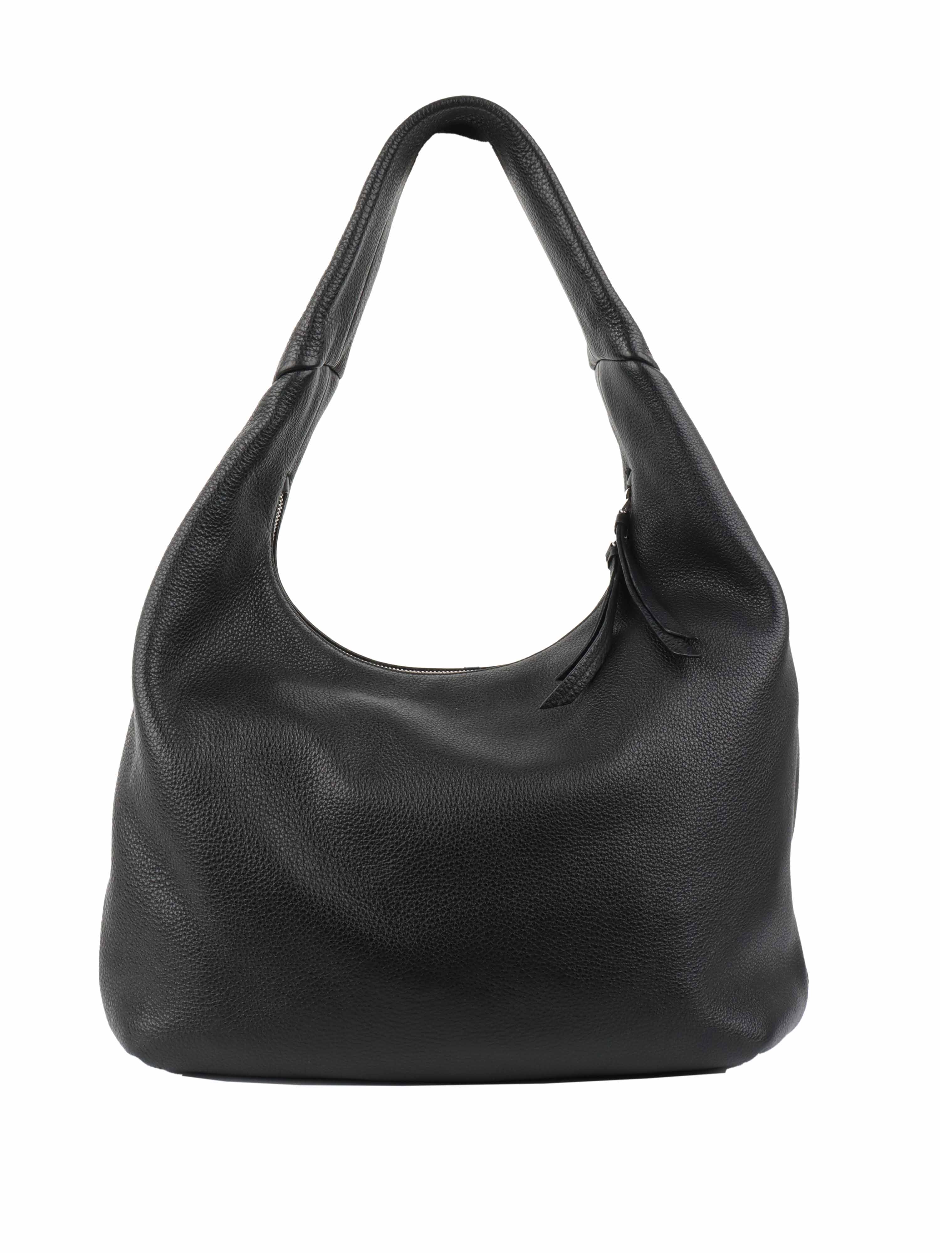 Prada Black Leather Hobo Bag.