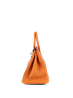 Hermes Birkin 35 Orange H Clemence Leather Stamp J Square