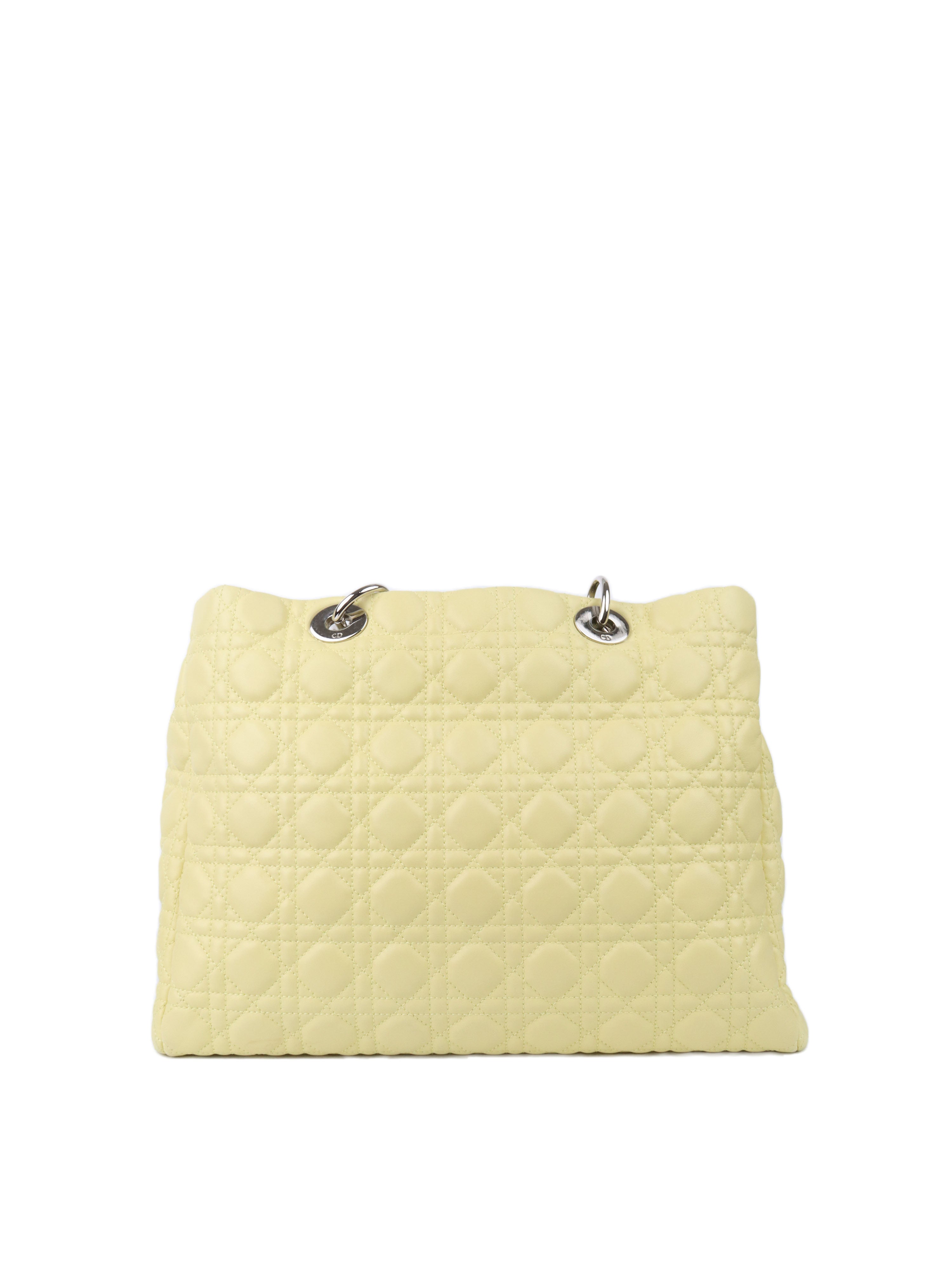 Dior Light Yellow Lambskin Cannage Bag SHW.