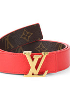 Louis Vuitton Red/ Monogram LV Initiales 30mm Reversible Belt.